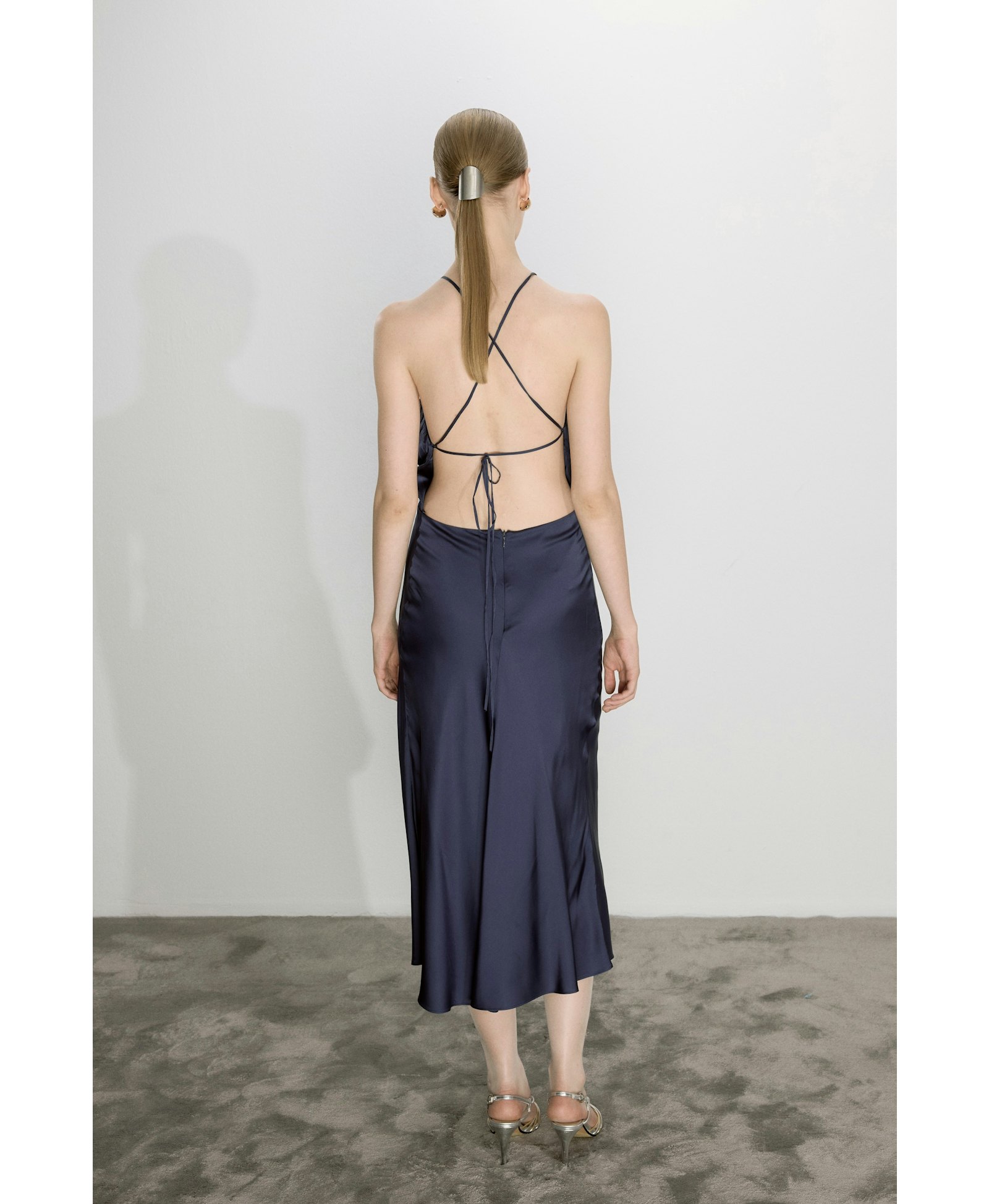 Reese Satin Dress Parisian Blue made by Nazli Ceren