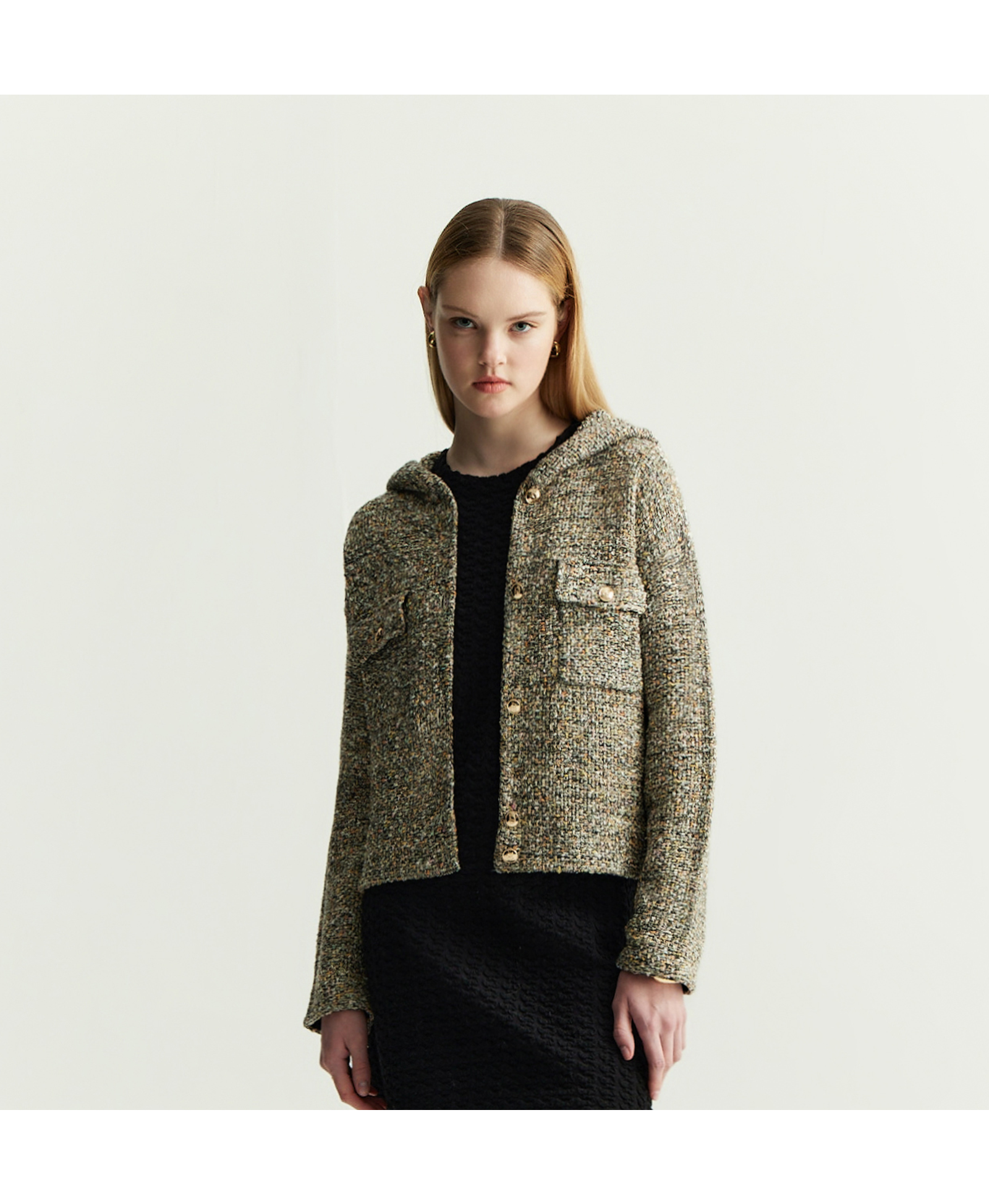FANCY BOUCLÉ HOODED JACKET made by CRUSH Collection