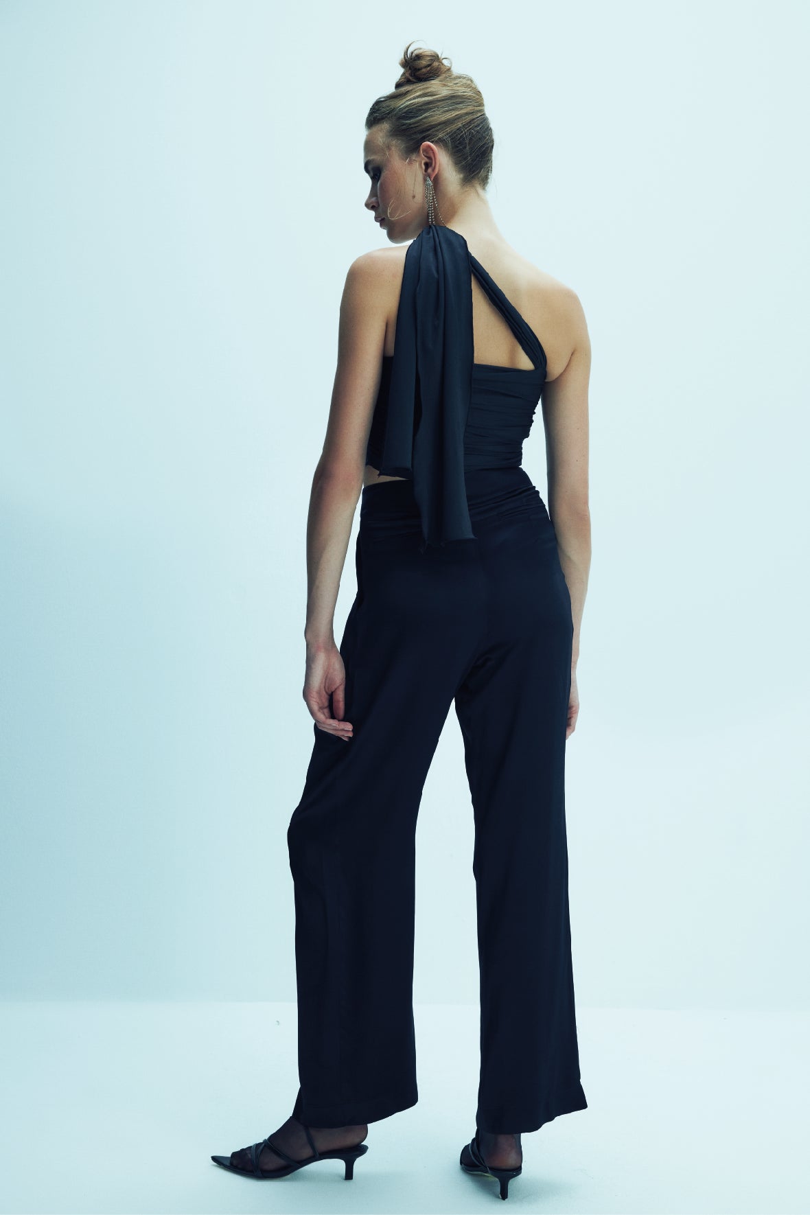 Shop Nazli Ceren Tina Satin Trousers In Black