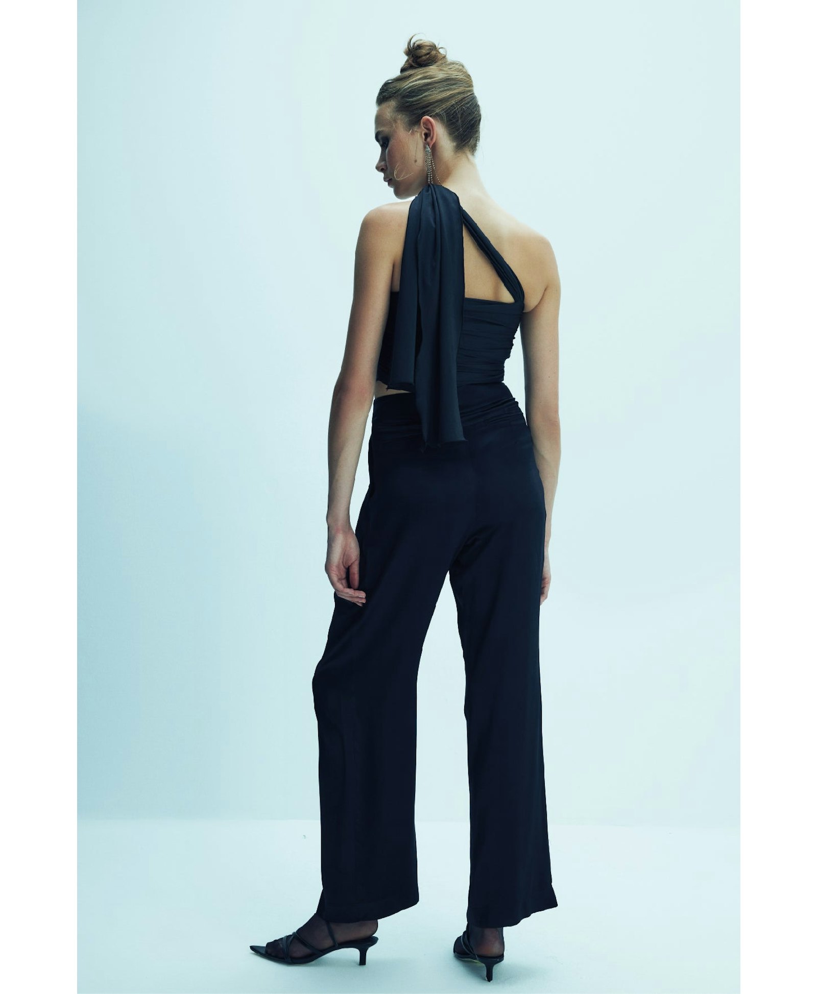 Tina Satin Trousers in Black made by Nazli Ceren