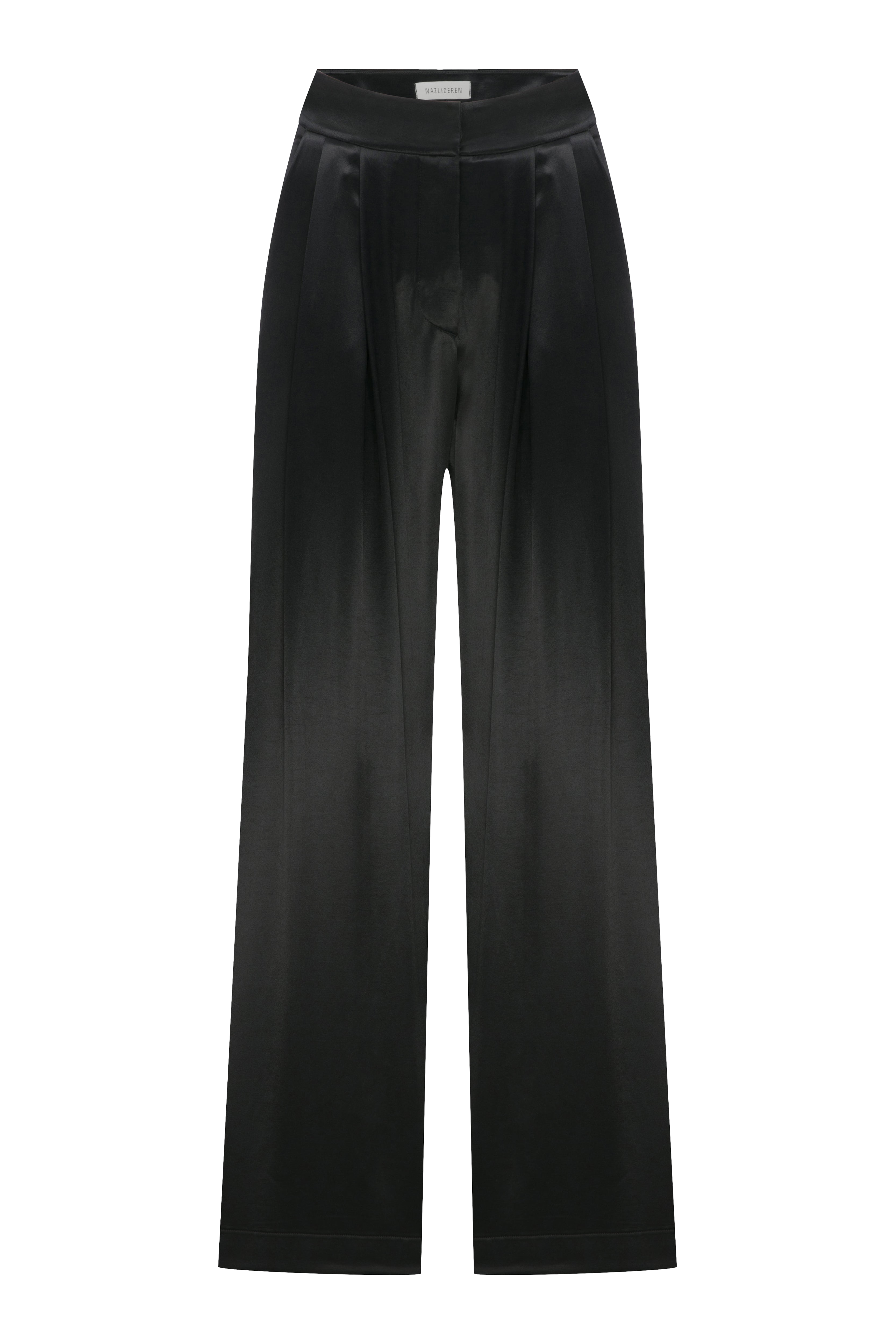 Nazli Ceren Tina Satin Trousers In Black