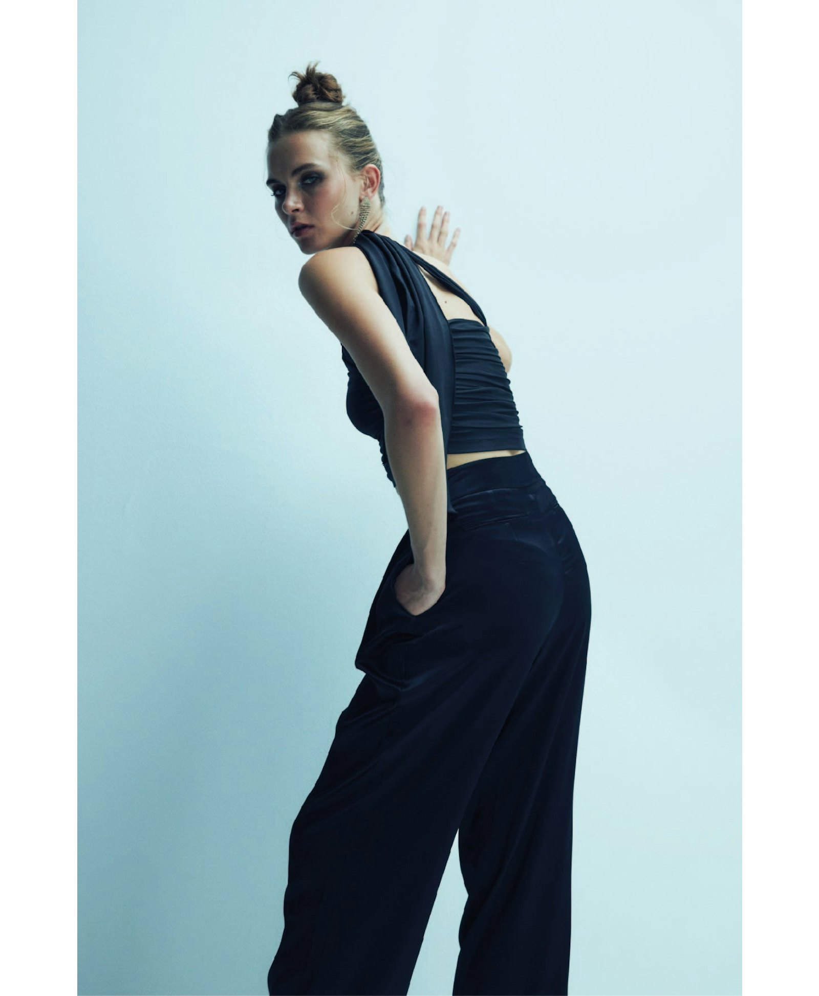 Tina Satin Trousers in Black made by Nazli Ceren
