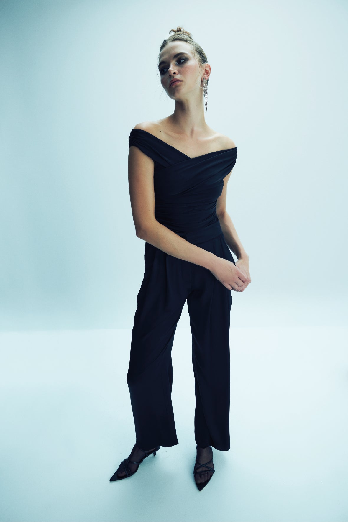 Shop Nazli Ceren Tina Satin Trousers In Black