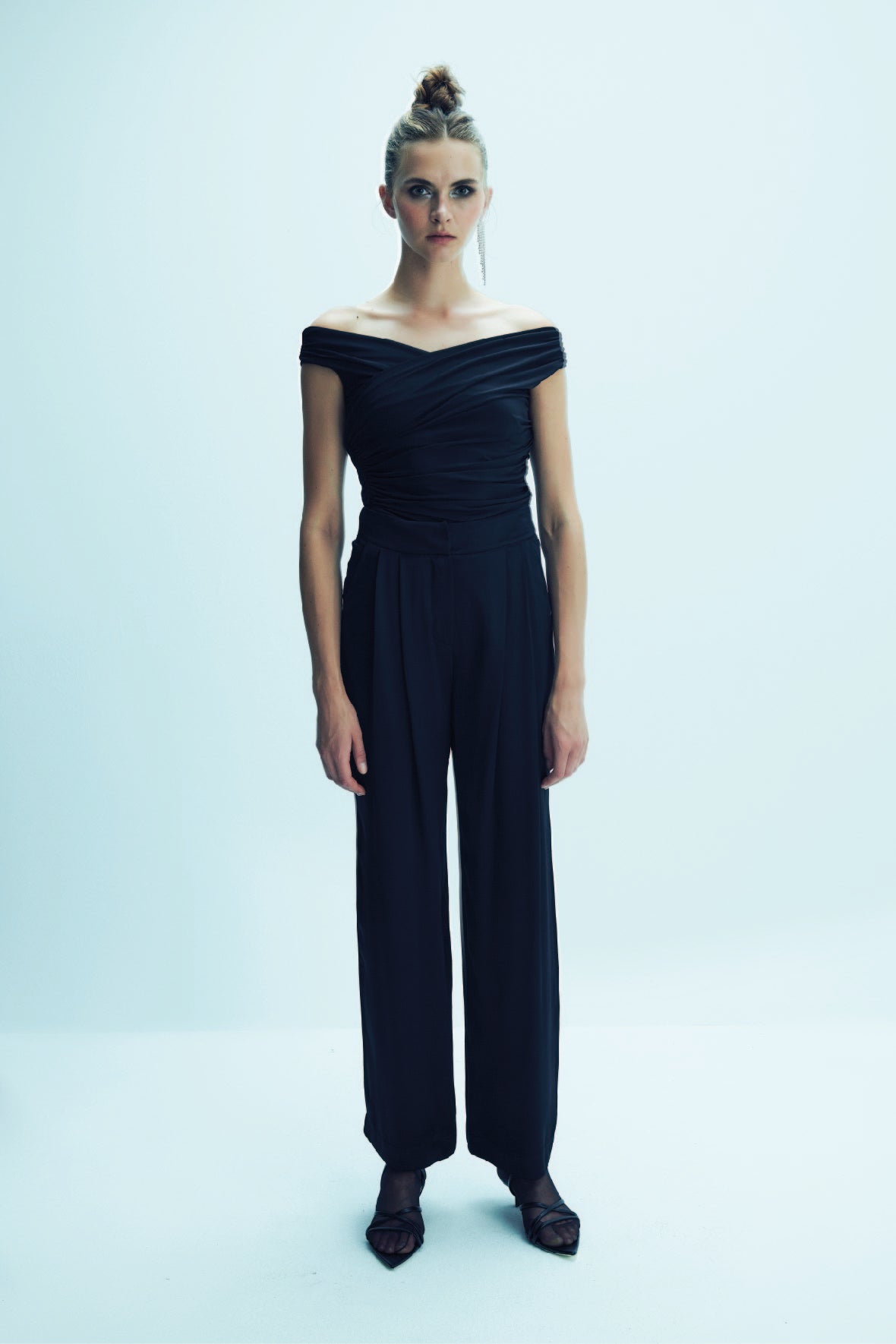 Shop Nazli Ceren Tina Satin Trousers In Black