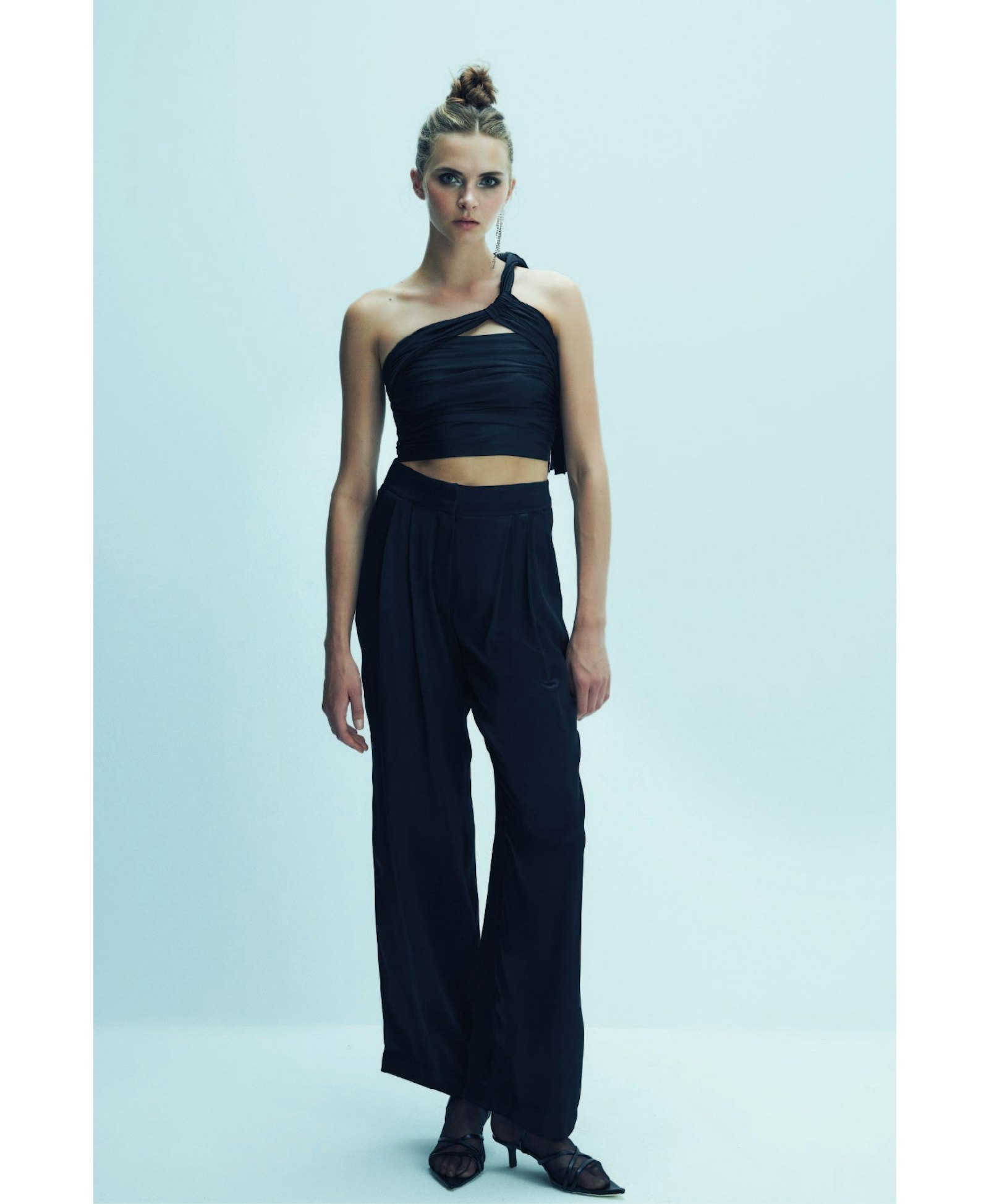 Tina Satin Trousers in Black made by Nazli Ceren