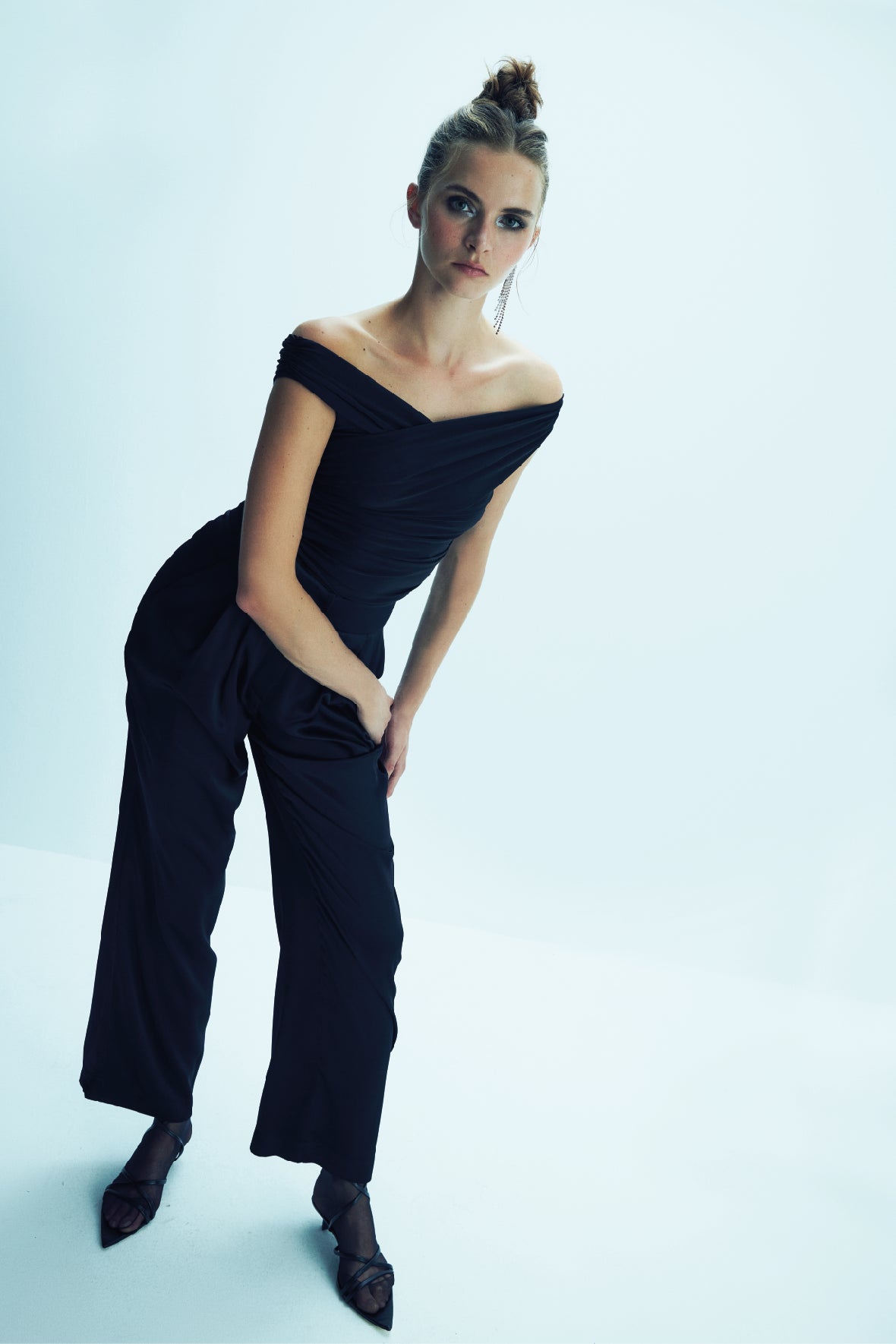 Shop Nazli Ceren Tina Satin Trousers In Black