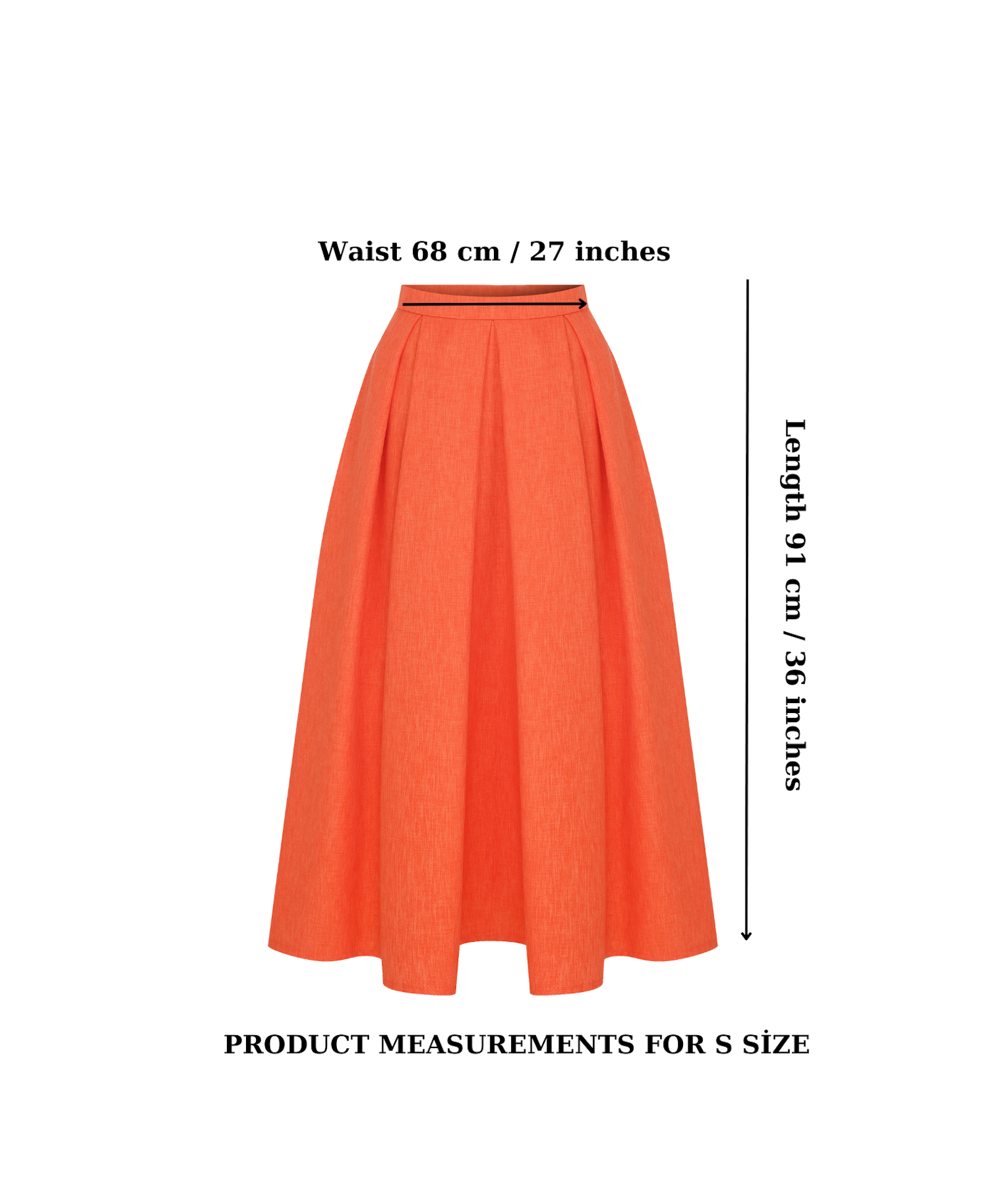June Midi Skirt in Spicy Orange in Orange made by Nazli Ceren
