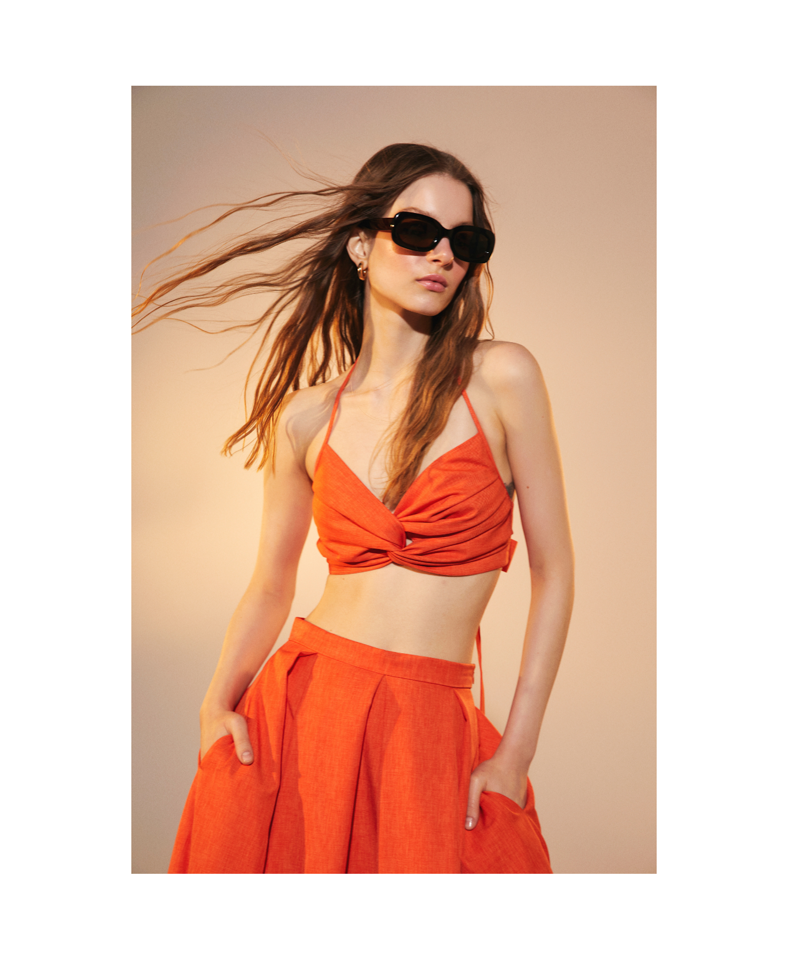 June Midi Skirt in Spicy Orange in Orange made by Nazli Ceren