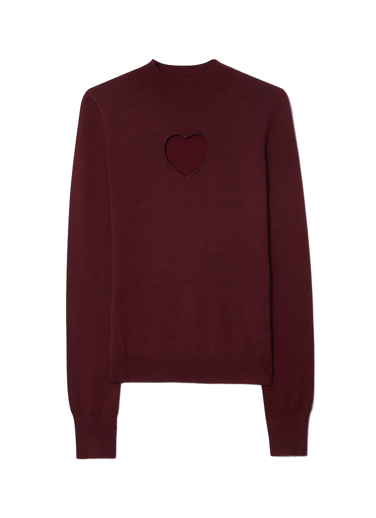 Cloeys Heart Sweater Bordeaux In Red