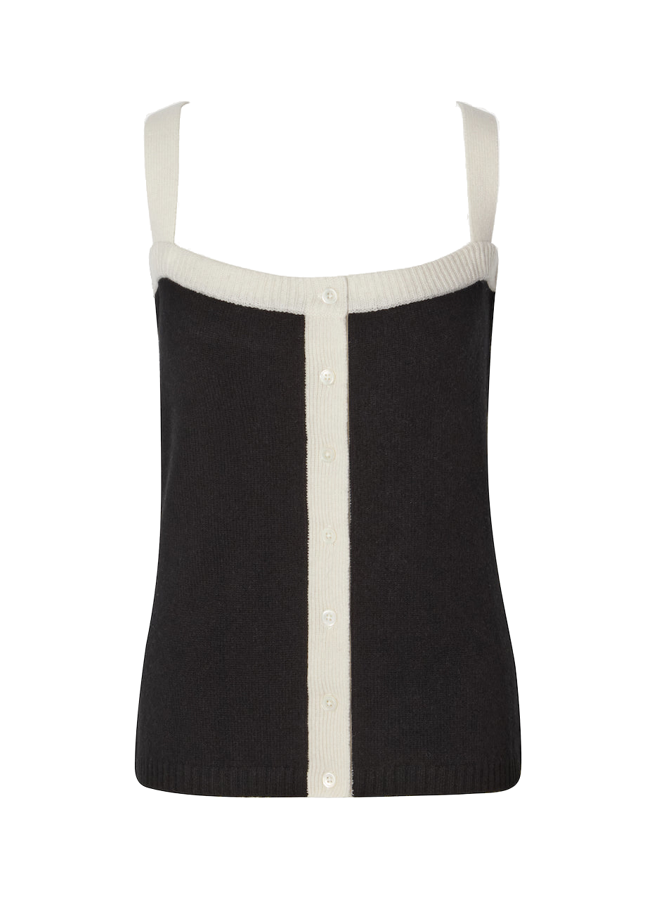 CLOEYS CASHMERE TANK TOP BLACK & WHITE 