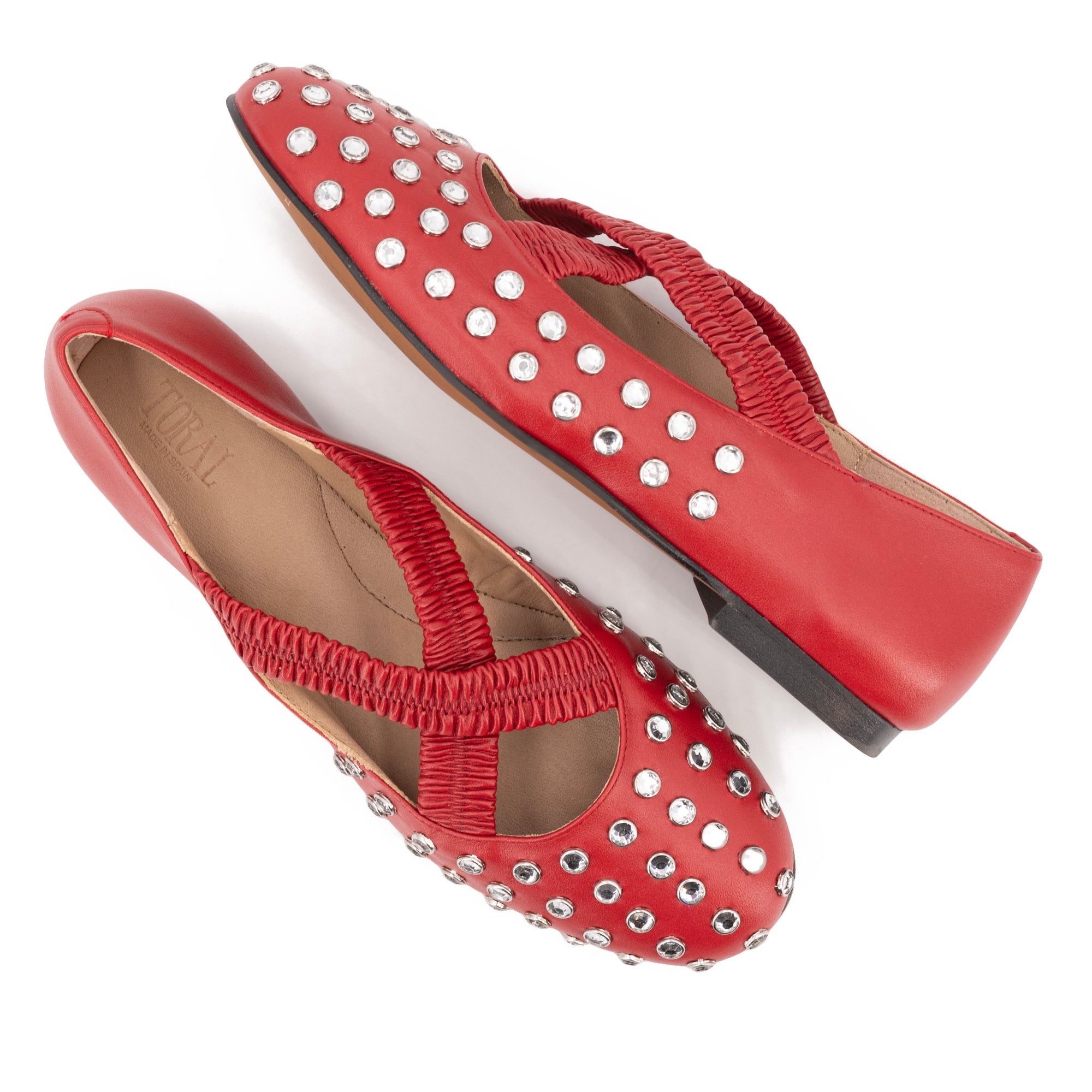 TORAL SILVIE  CRYSTALS RED BALLERINAS 