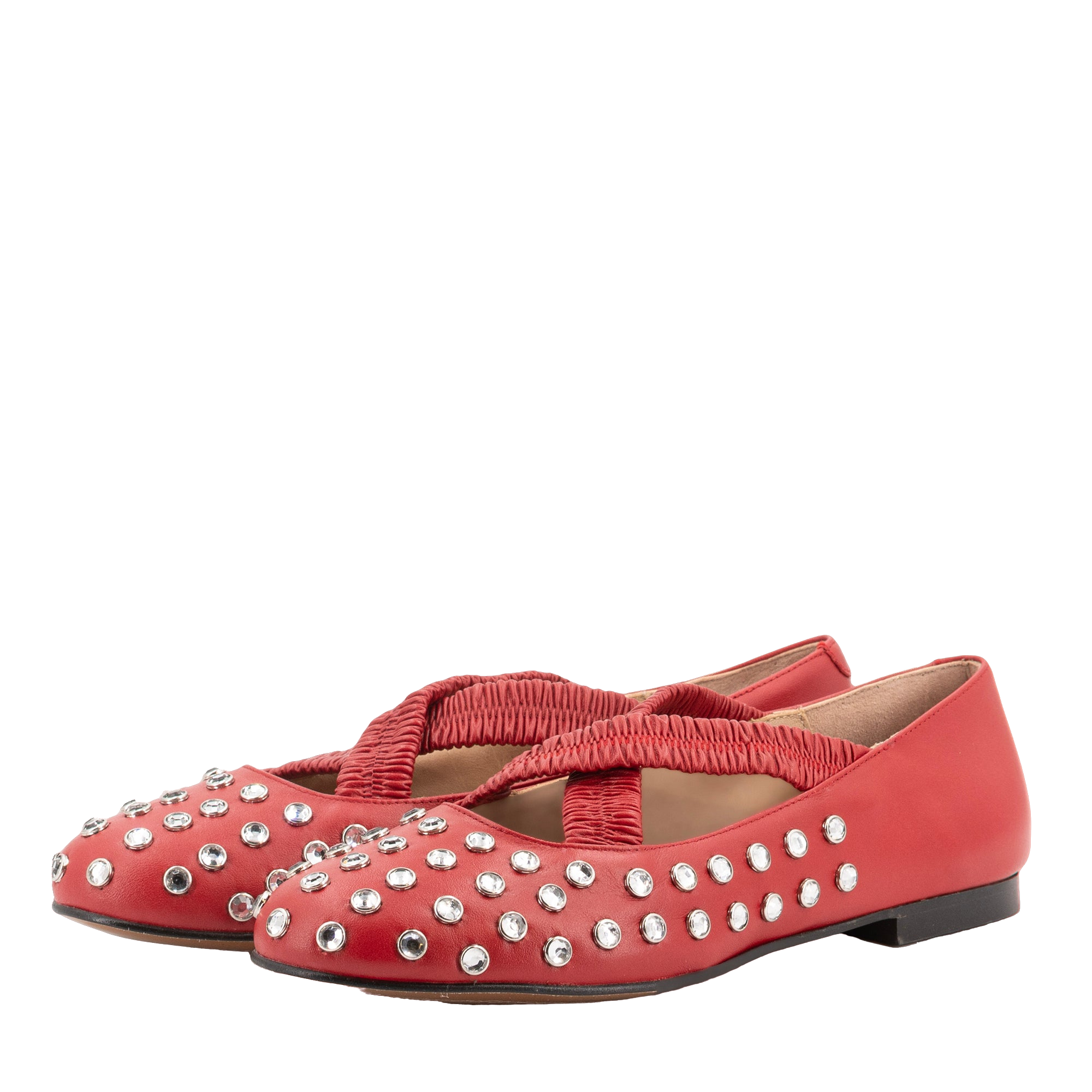 TORAL SILVIE  CRYSTALS RED BALLERINAS 