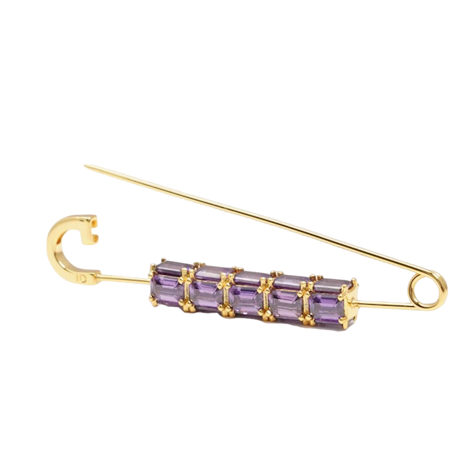 Izabel Display Colorful Brooch Pin Lilac Gold