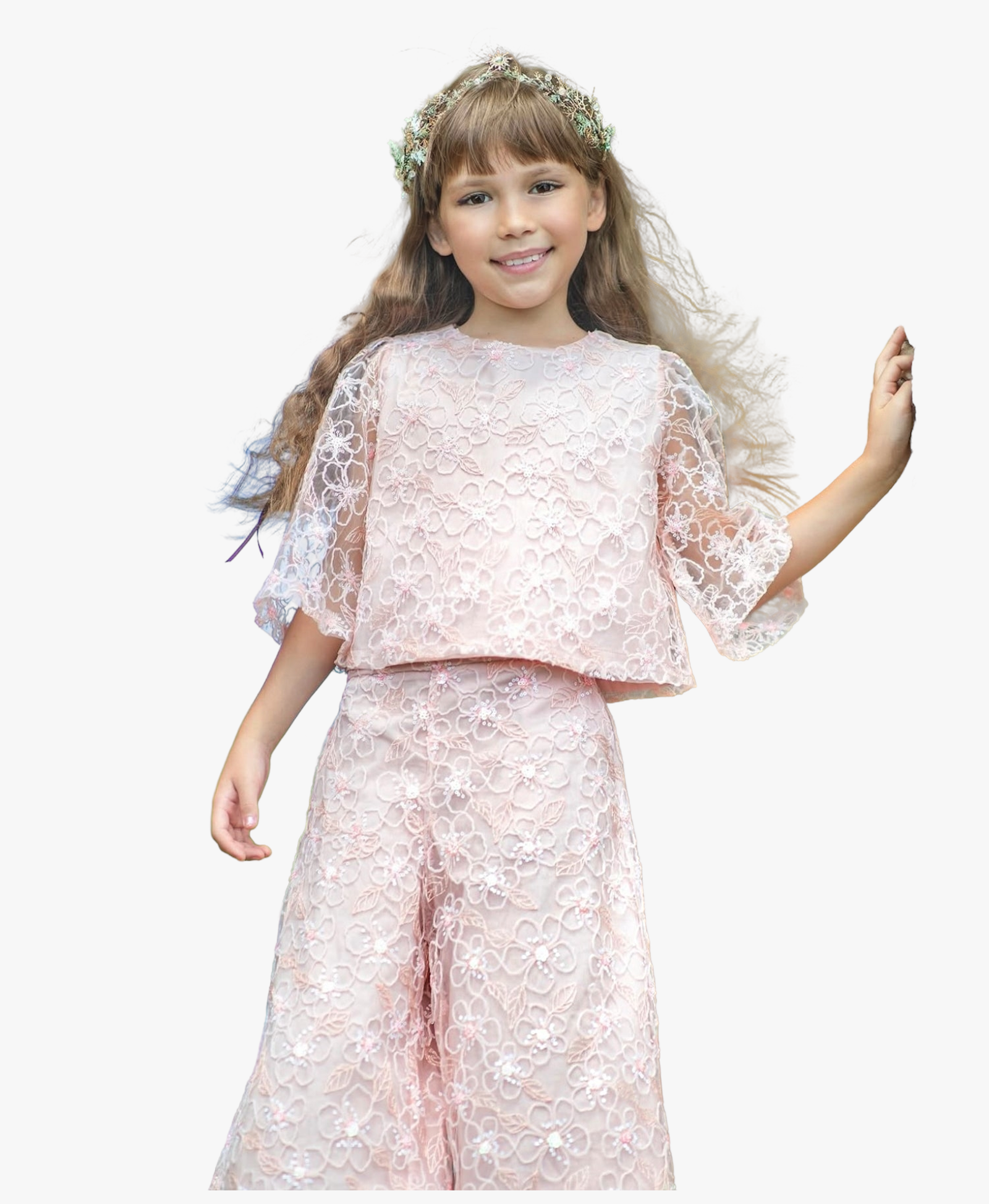 Floral Embroidered Lace Outfit | 2 Pieces made by Mama Luma