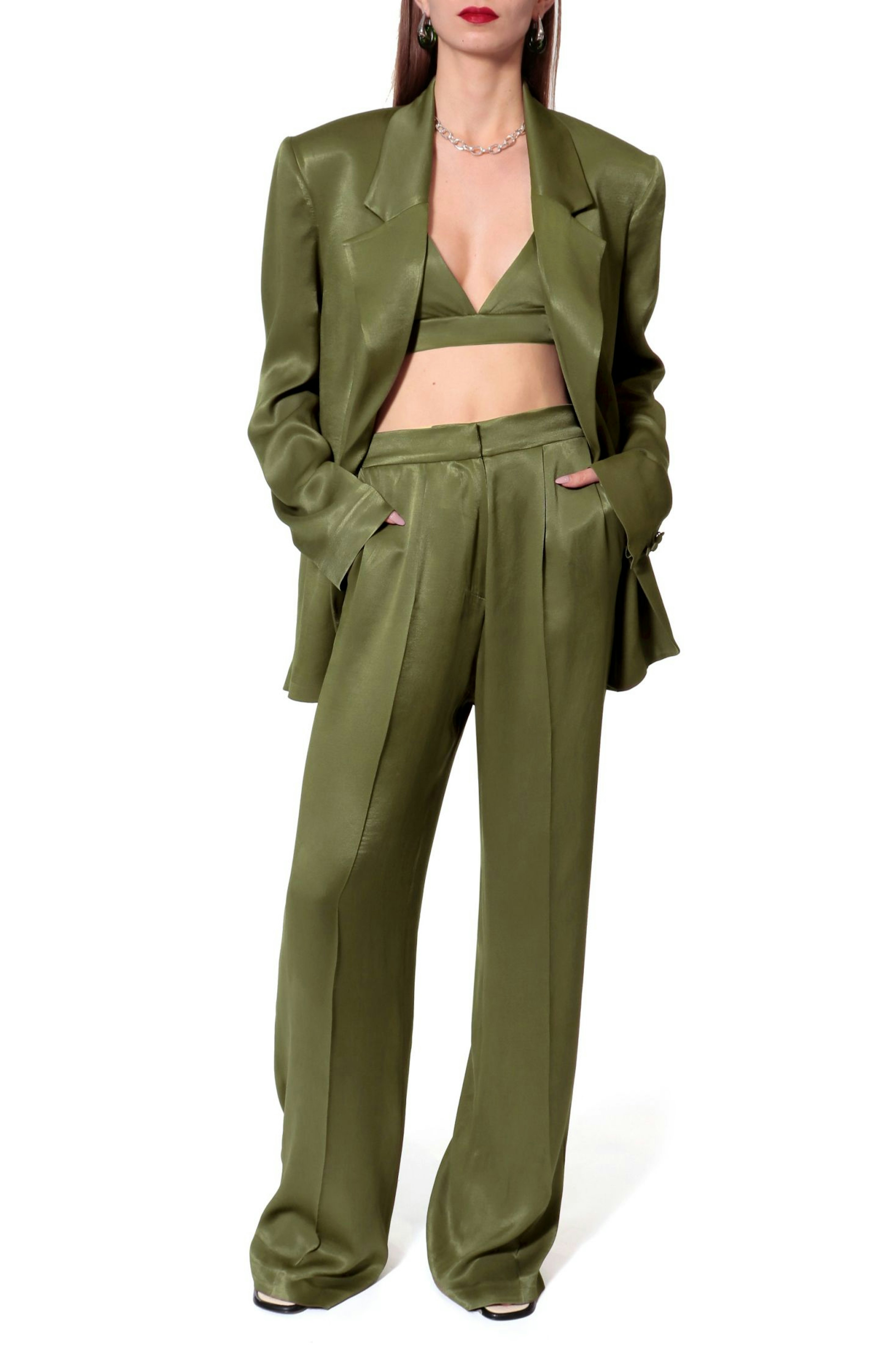 Shop Bralette top Asha Satin Olive Branch from AGGI at Seezona