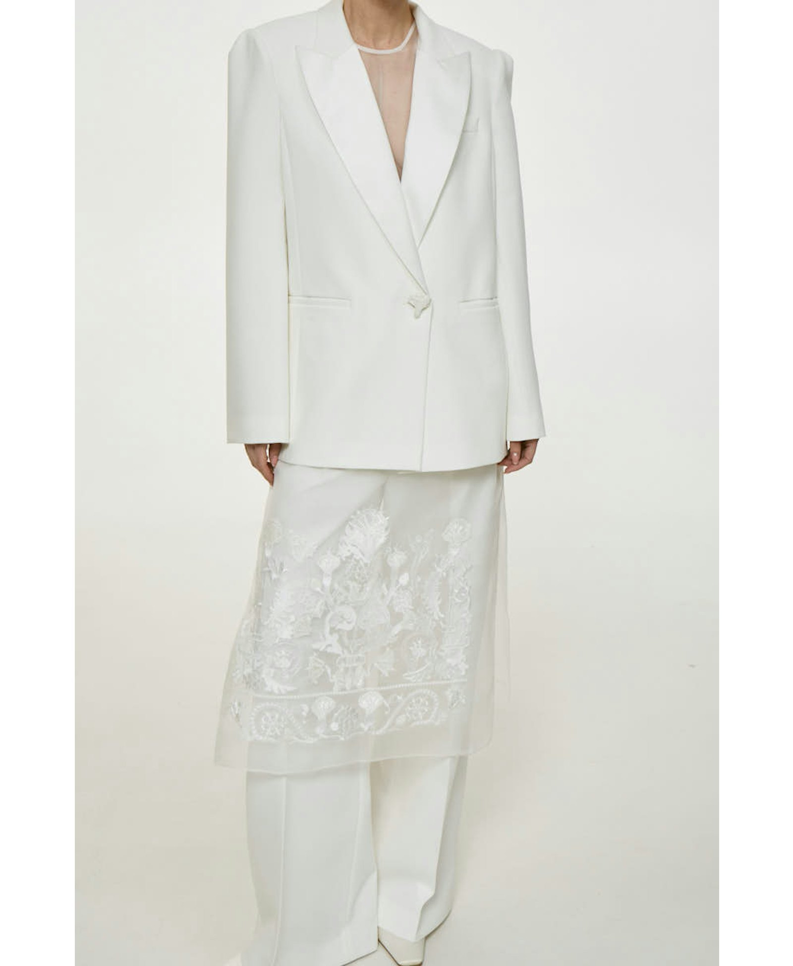 MILK EMBROIDERED SHAWL made by DELEGAN Clothes