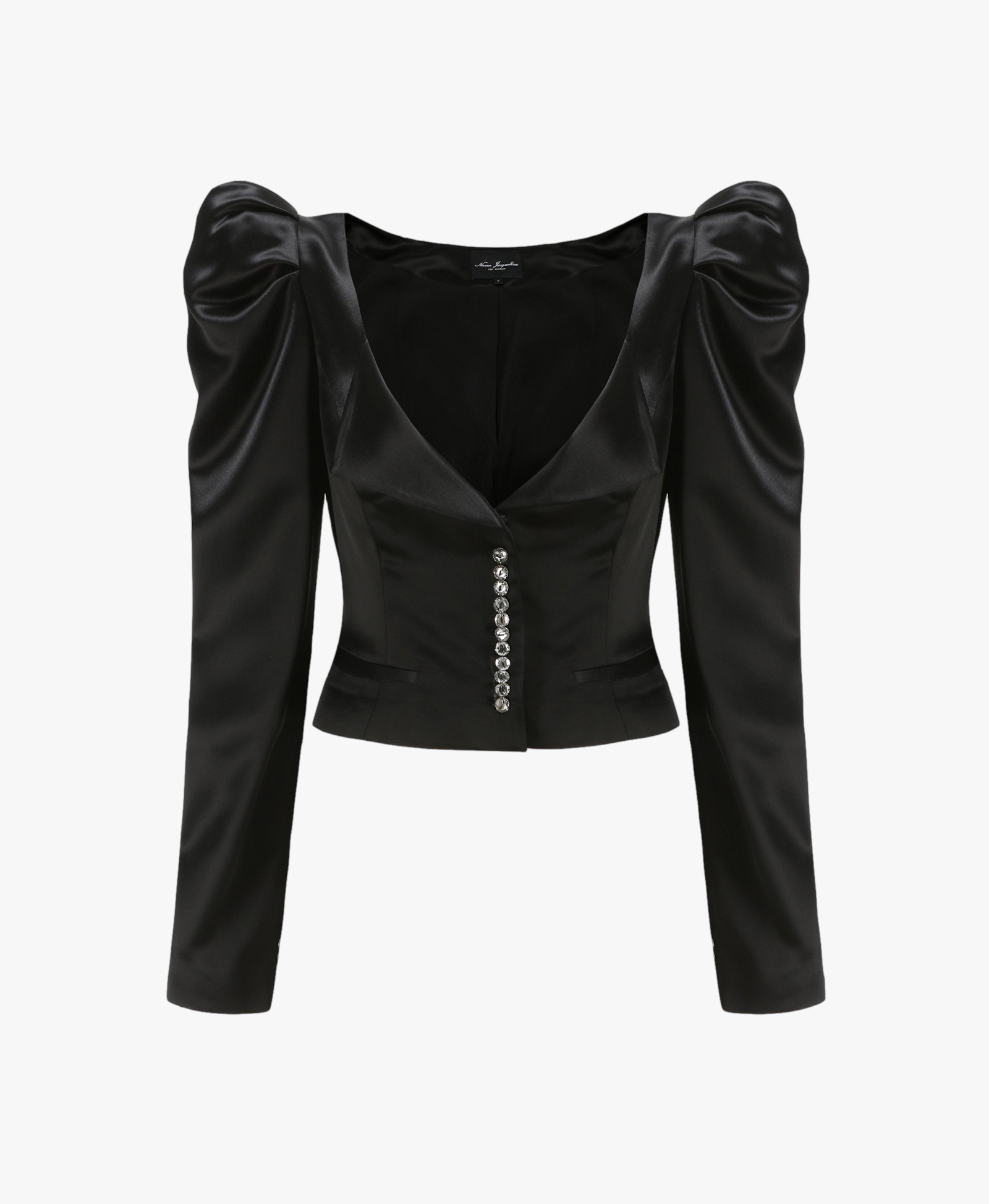 Black Jaylene Satin Shirt (Final Sale) in Black made by Nana Jacqueline