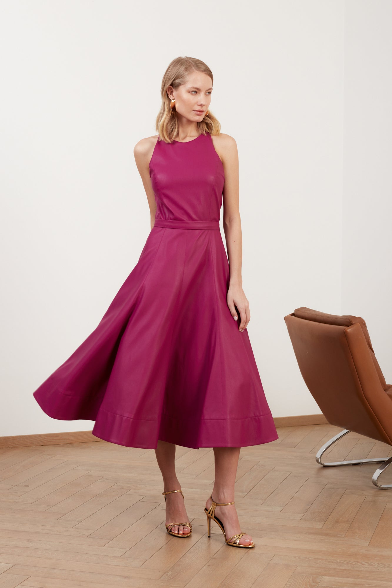 Shop Undress Avalon Fuchsia Pink Faux Leather Cocktail Dress