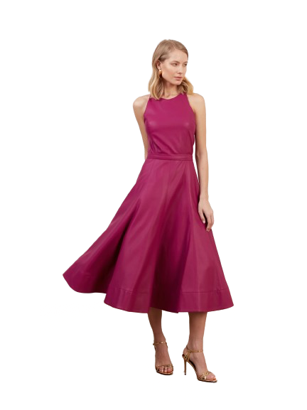 Undress Avalon Fuchsia Pink Faux Leather Cocktail Dress In Red