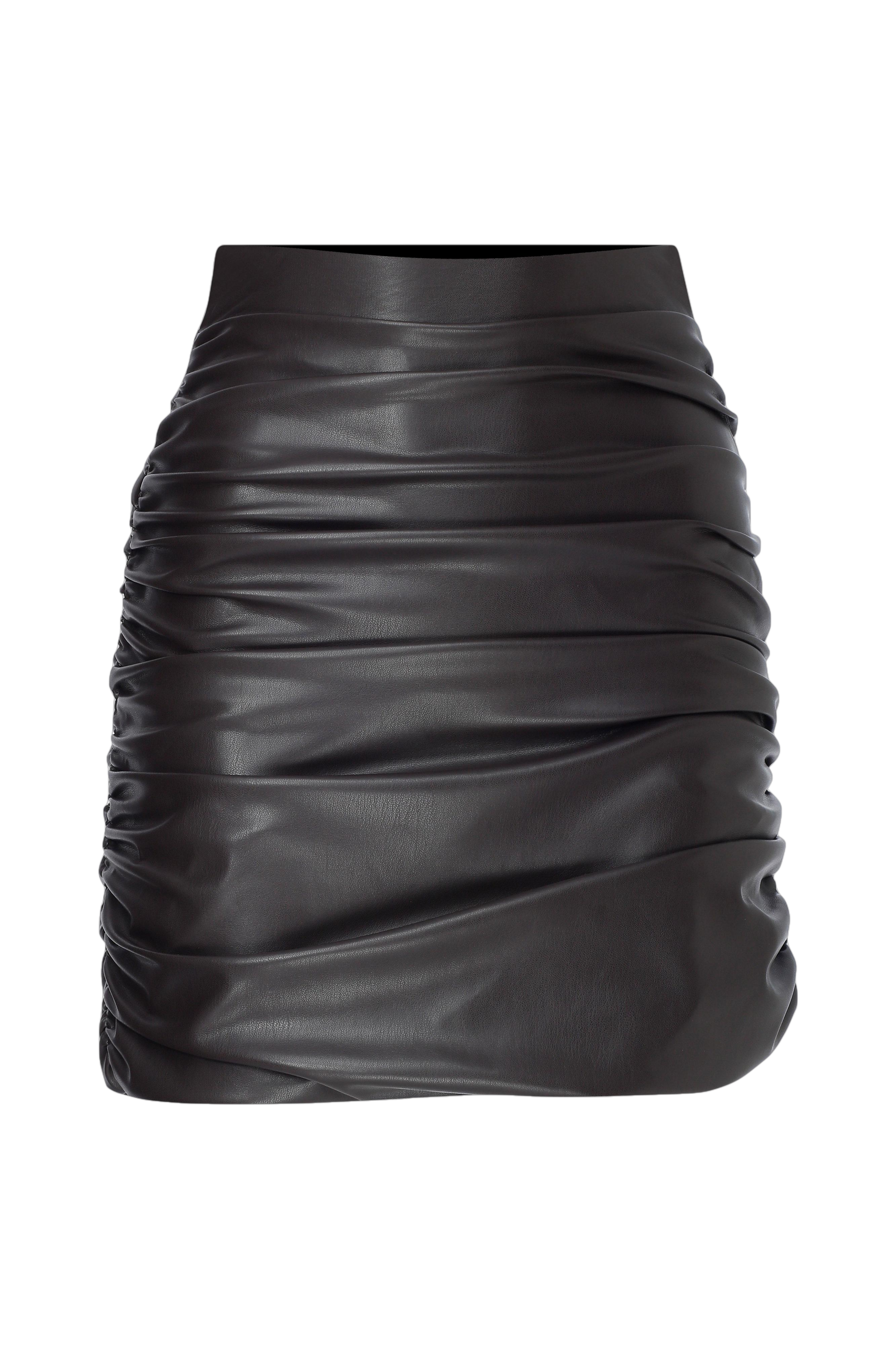 Nazli Ceren Chels Ruched Skirt In Brown In Red