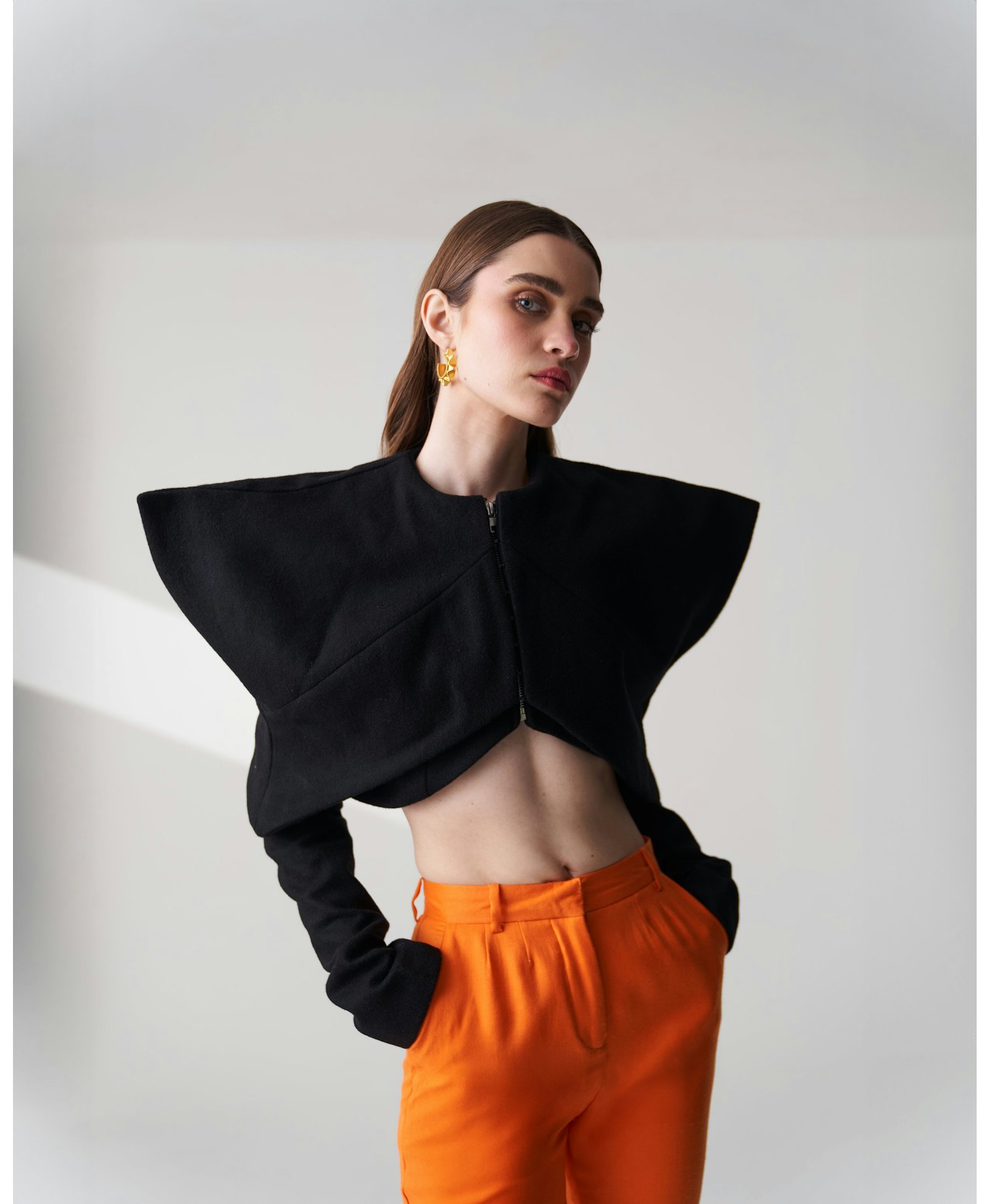 Wool Blend Cropped Jacket made by Szabo Sihag