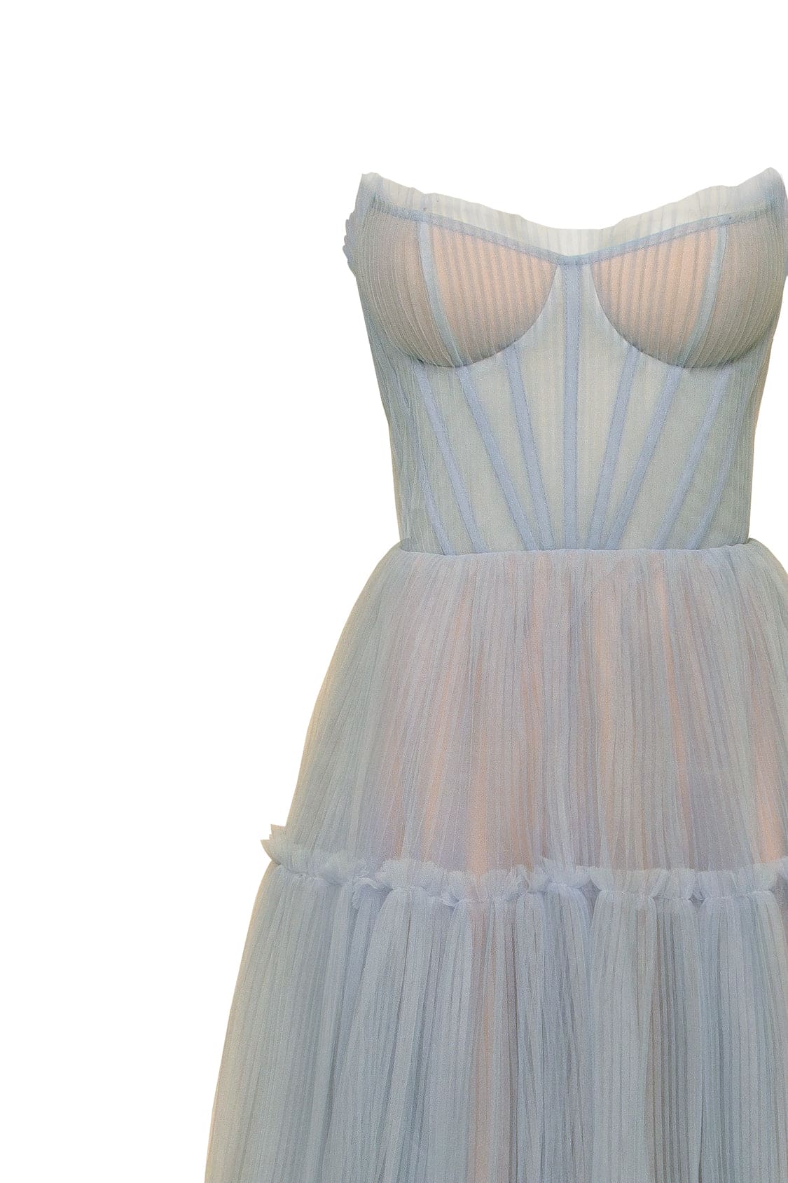 Shop Milla Ocean Wave Tulle Maxi Dress With Ruffled Skirt, Garden Of Eden In Blue