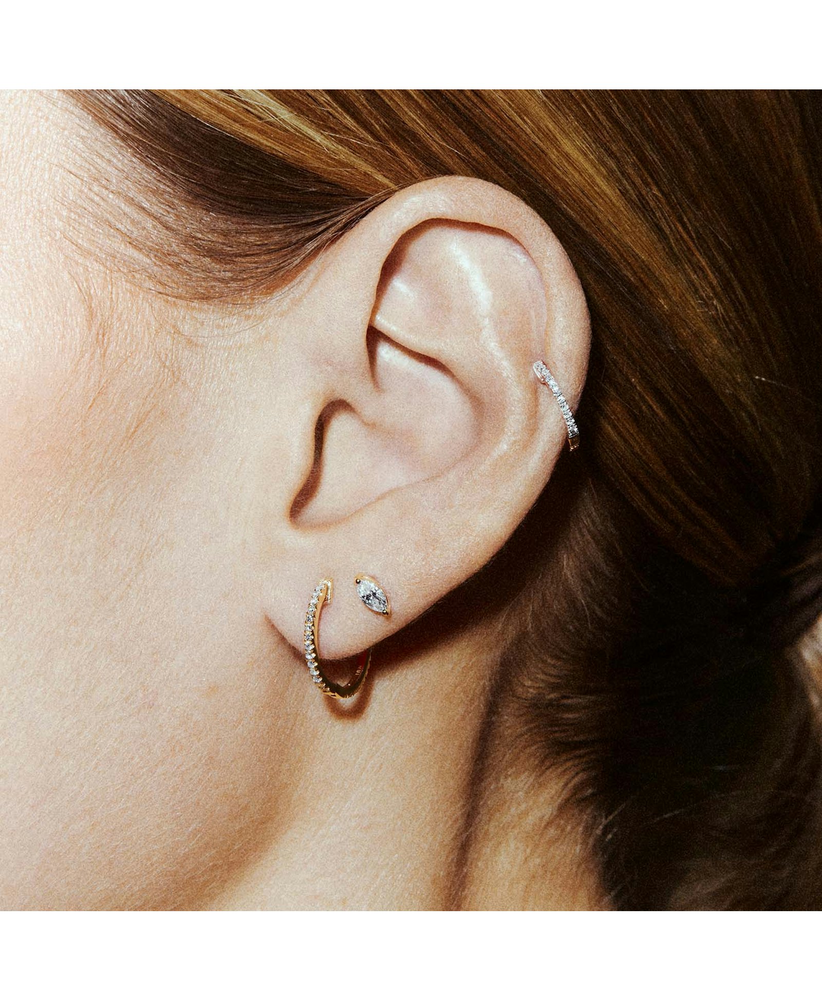 INNER STRENGTH LABRET - MARQUISE CUT DIAMOND - YELLOW GOLD made by ENNUI