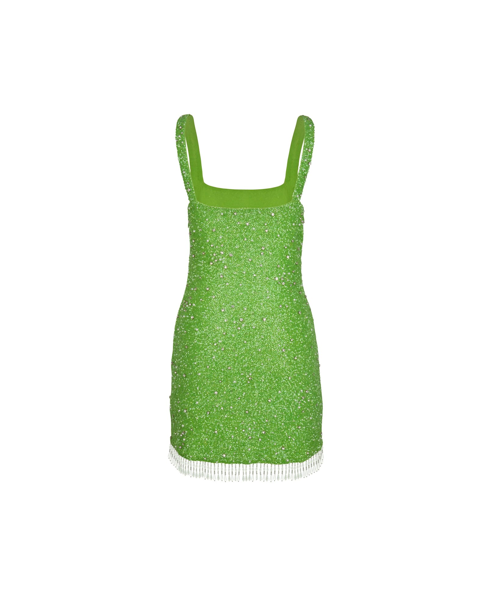 Artemis Green Beaded Tasseled Mini Dress – Daphne Collection made by Oceanus Swimwear