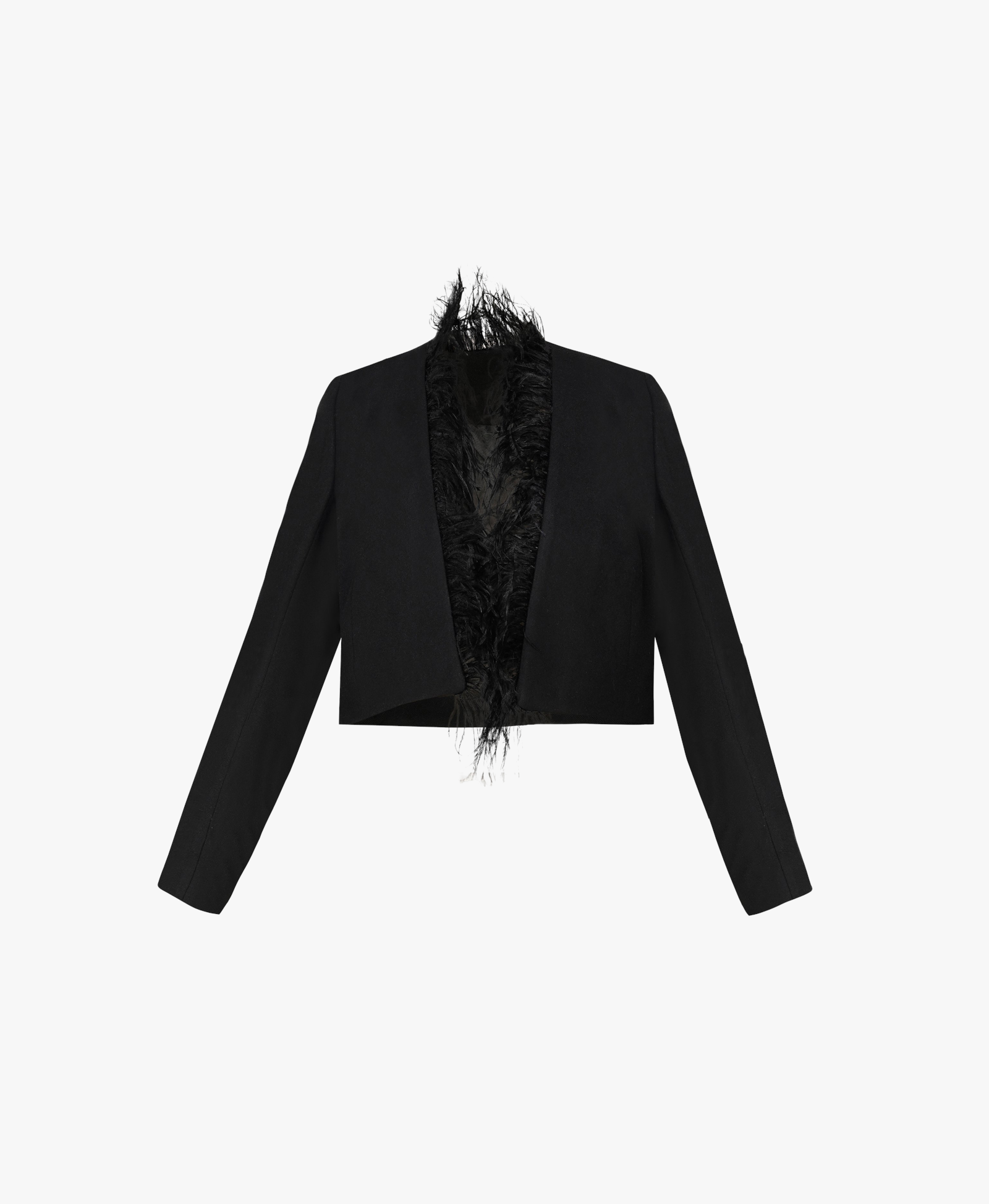 Black Tailored Twill Cropped Blazer made by Szabo Sihag