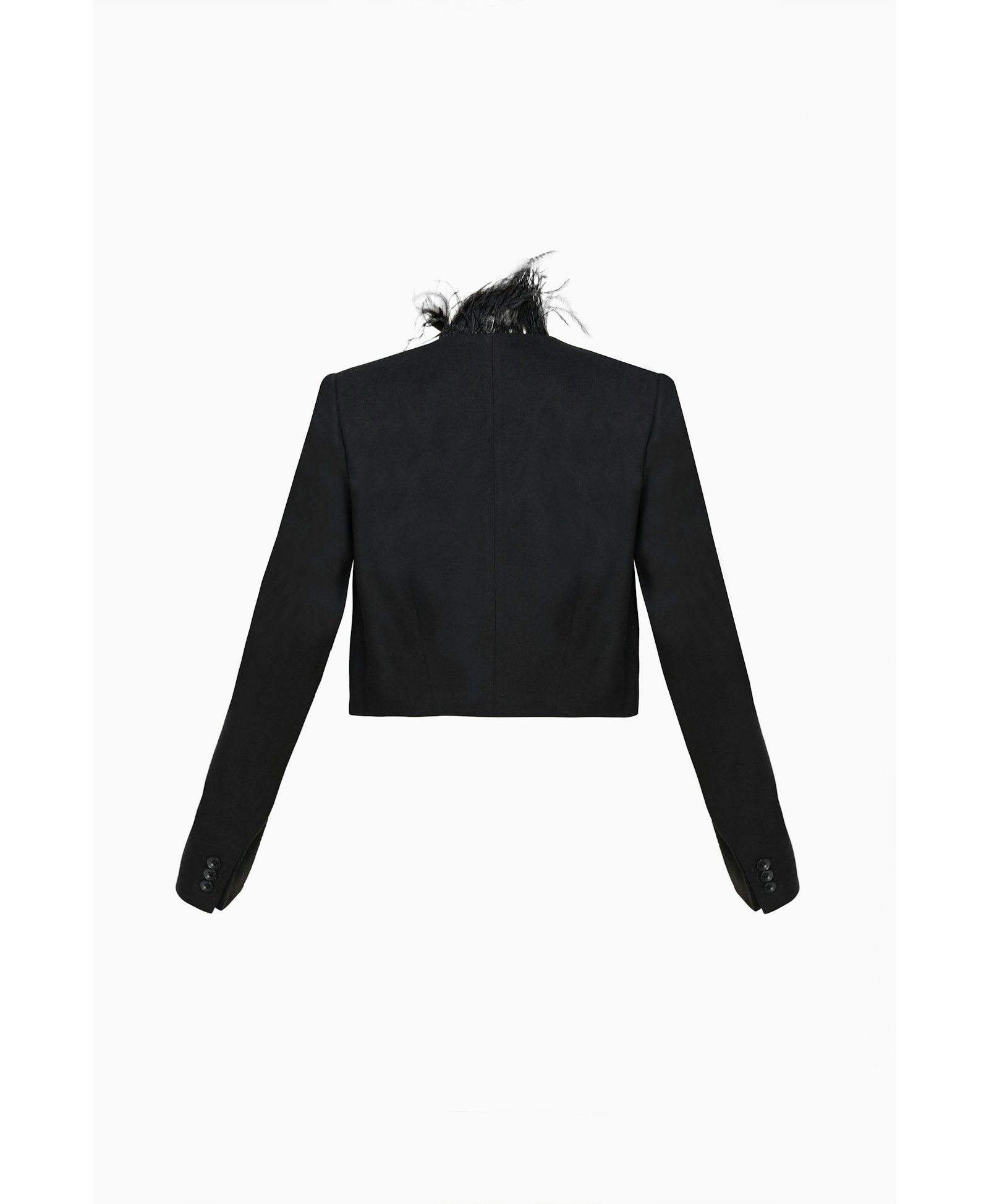 Black Tailored Twill Cropped Blazer made by Szabo Sihag