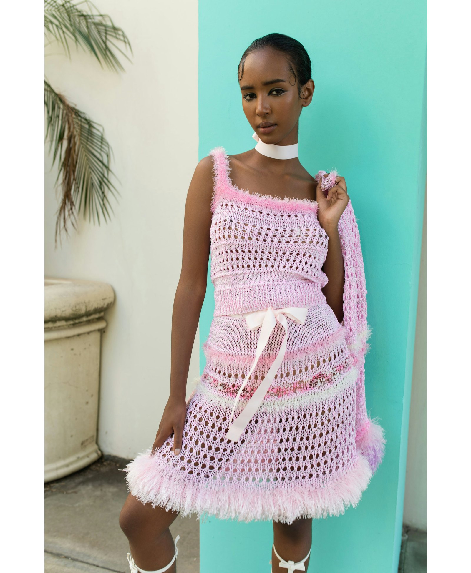 Baby Pink Handmade Knit Skirt made by ANDREEVA