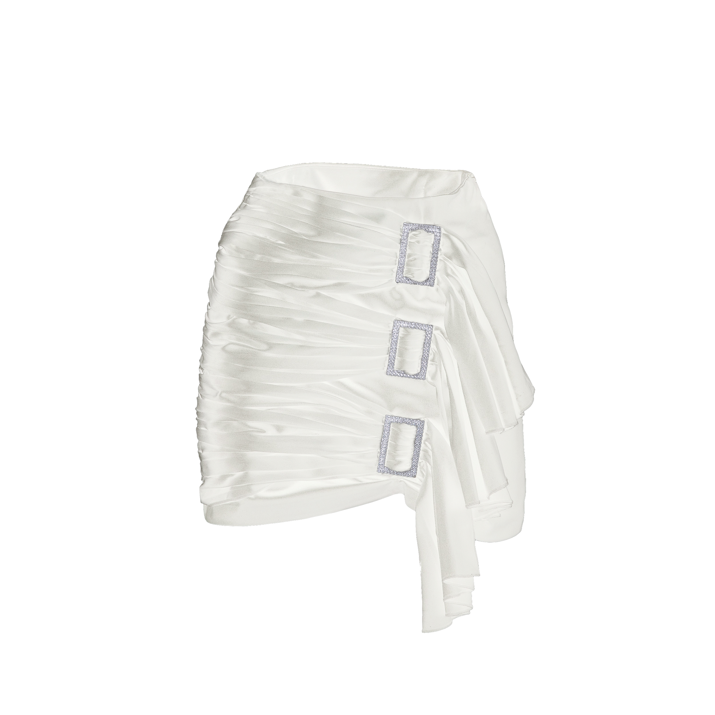 Shop Skrt White Crystal Embellished Ruffled Mini Skirt