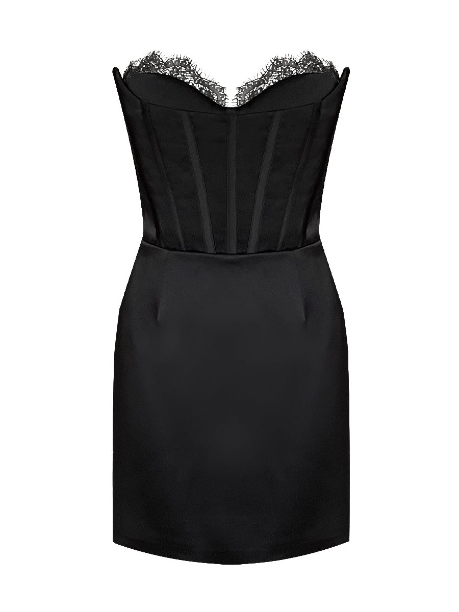 Shop Gigii's Kyrenia Lace Dress In Coal