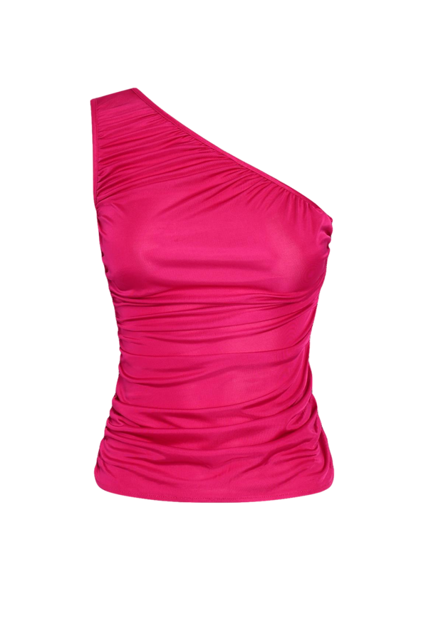 Hanne Bloch Ruched One-shoulder Top In Pink
