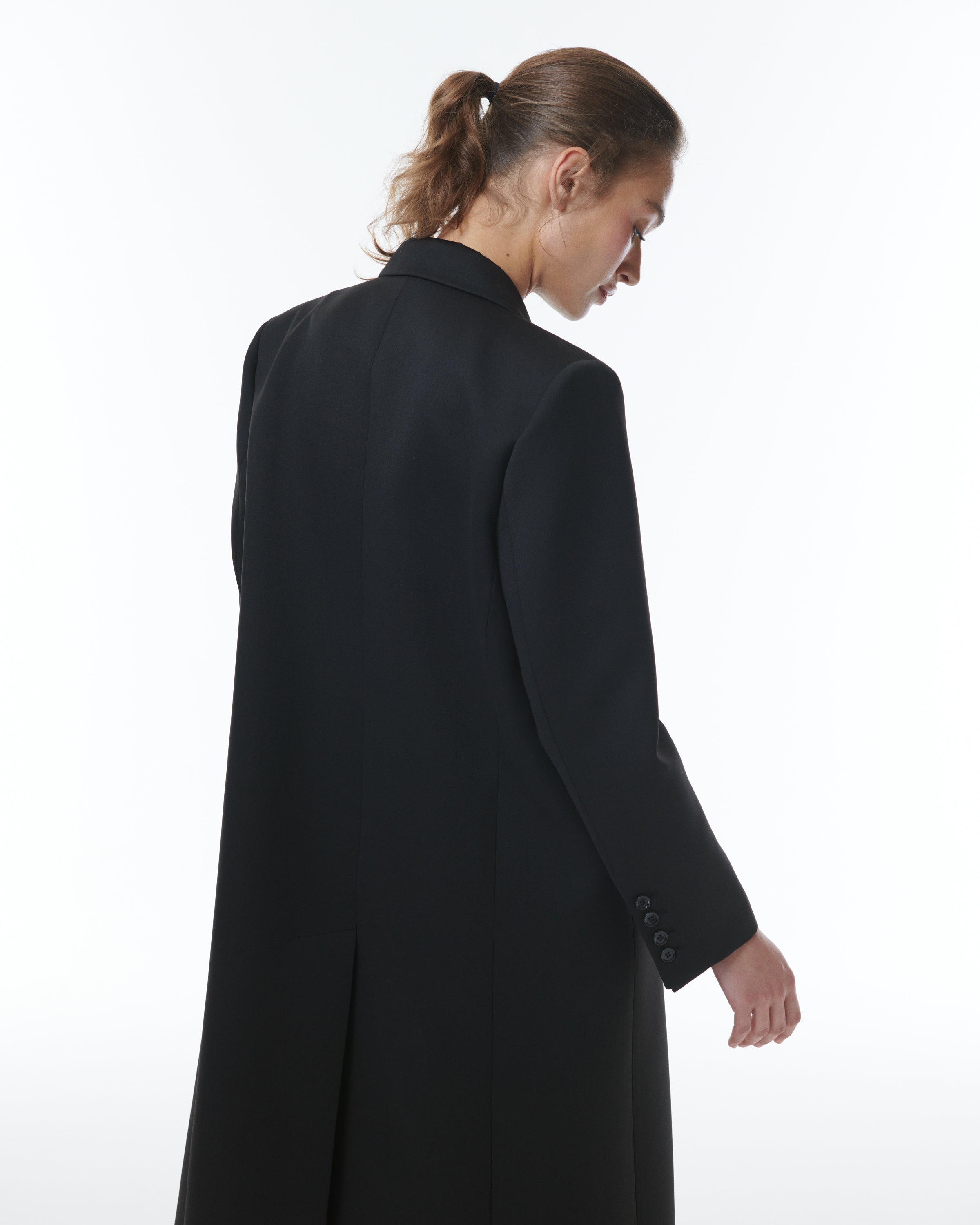 Shop Theo The Label Aphrodite Zip Sleeve Duster Coat In Black