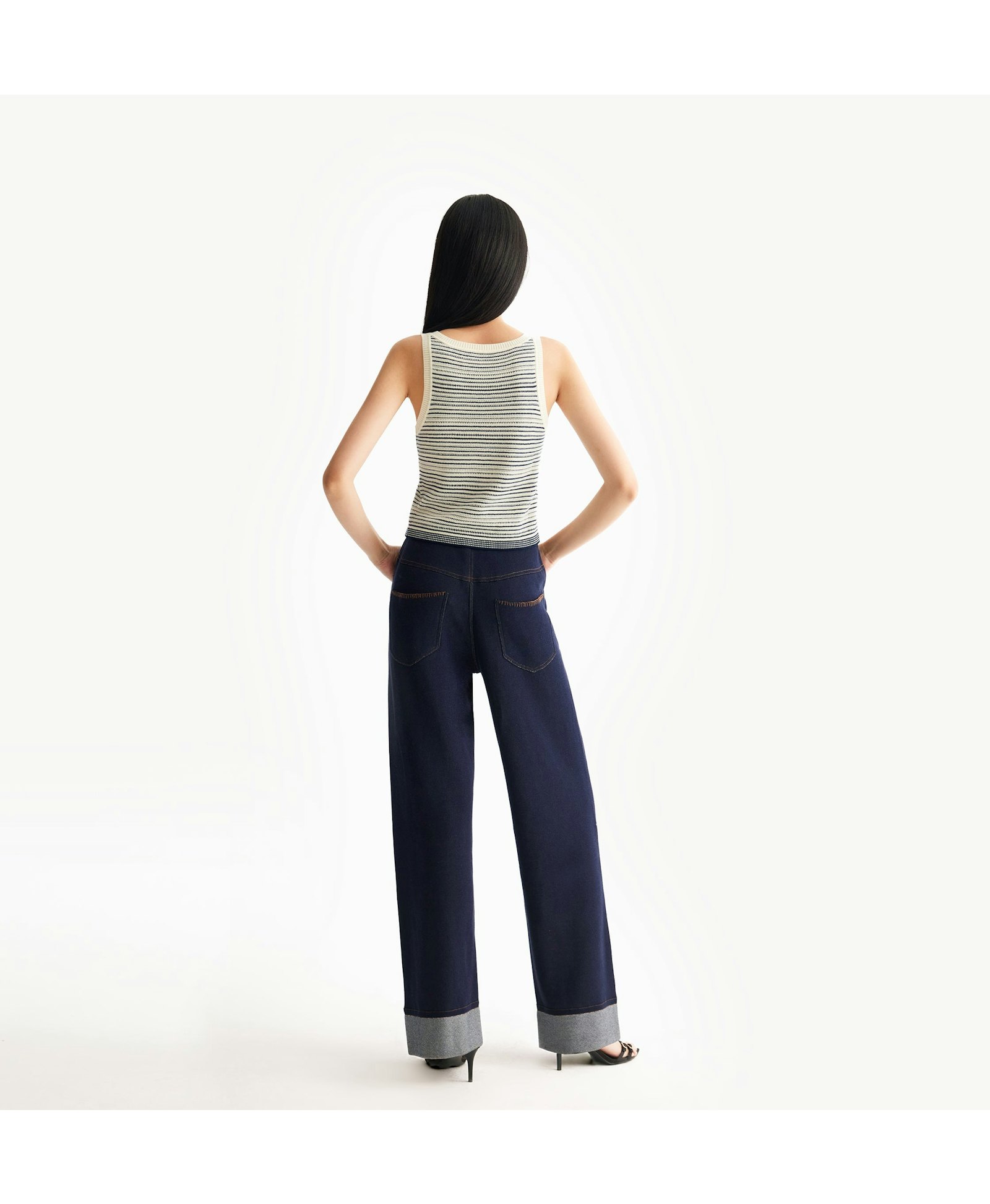 STRIPED U-NECK TANK TOP made by CRUSH Collection
