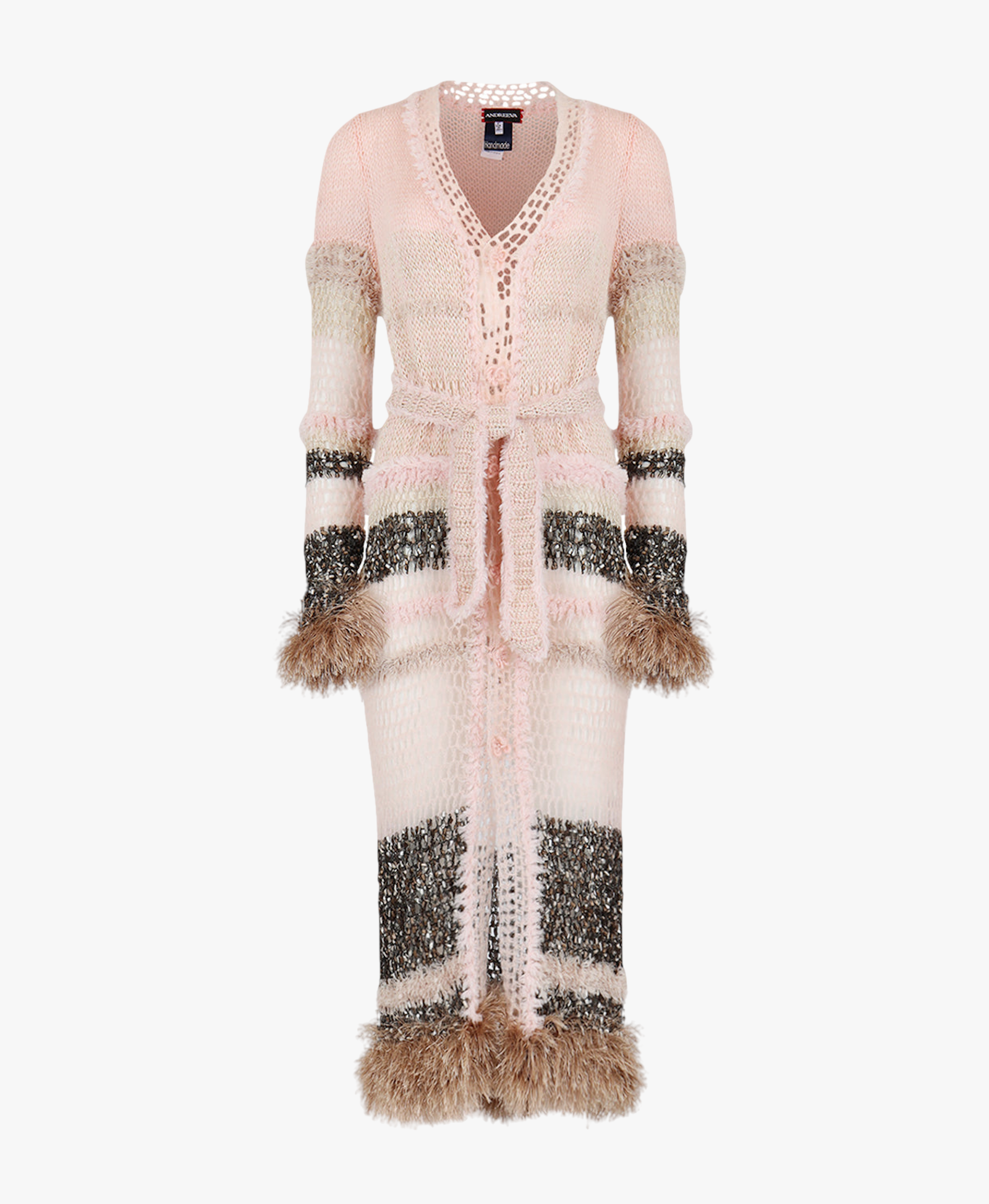 Baby Pink Handmade Knit Cardigan-Dress in Pink made by ANDREEVA