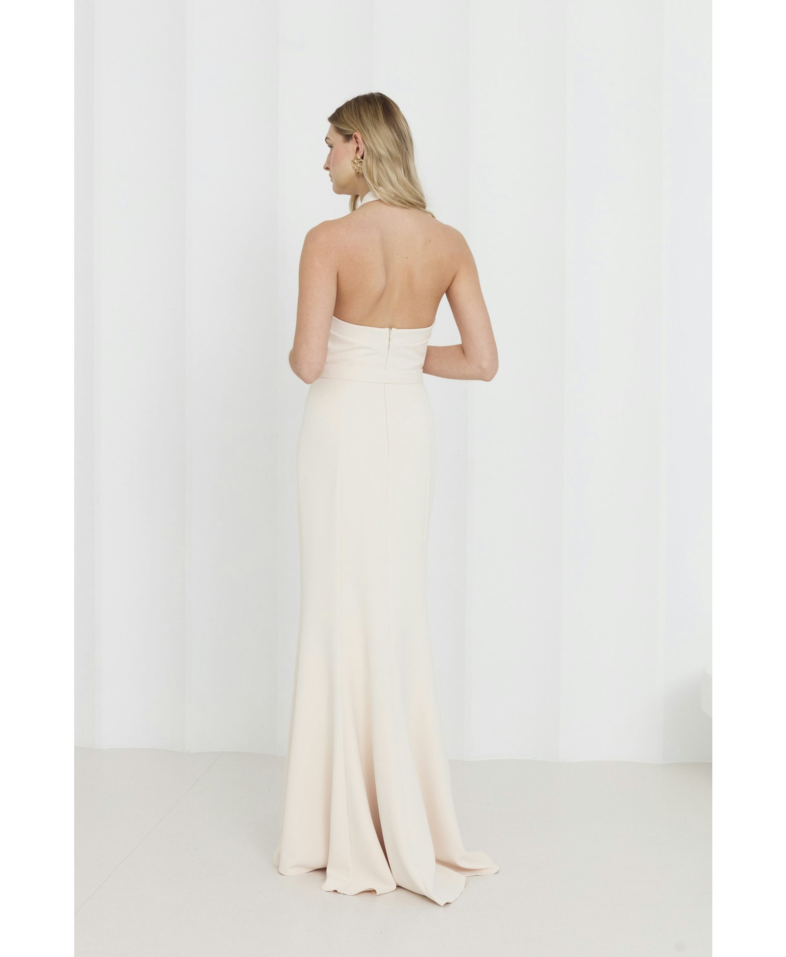GISEL Cream Off-Shoulder Long Evening Dress made by UNDRESS