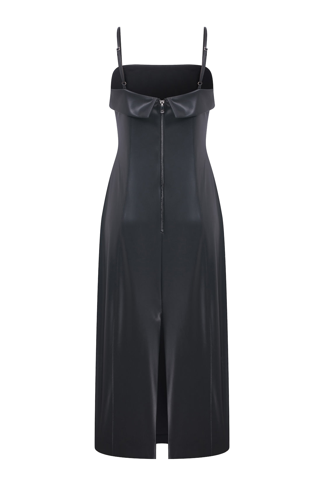 Shop Nazli Ceren Gaia Vegan Leather Midi Dress In Gunmetal Grey