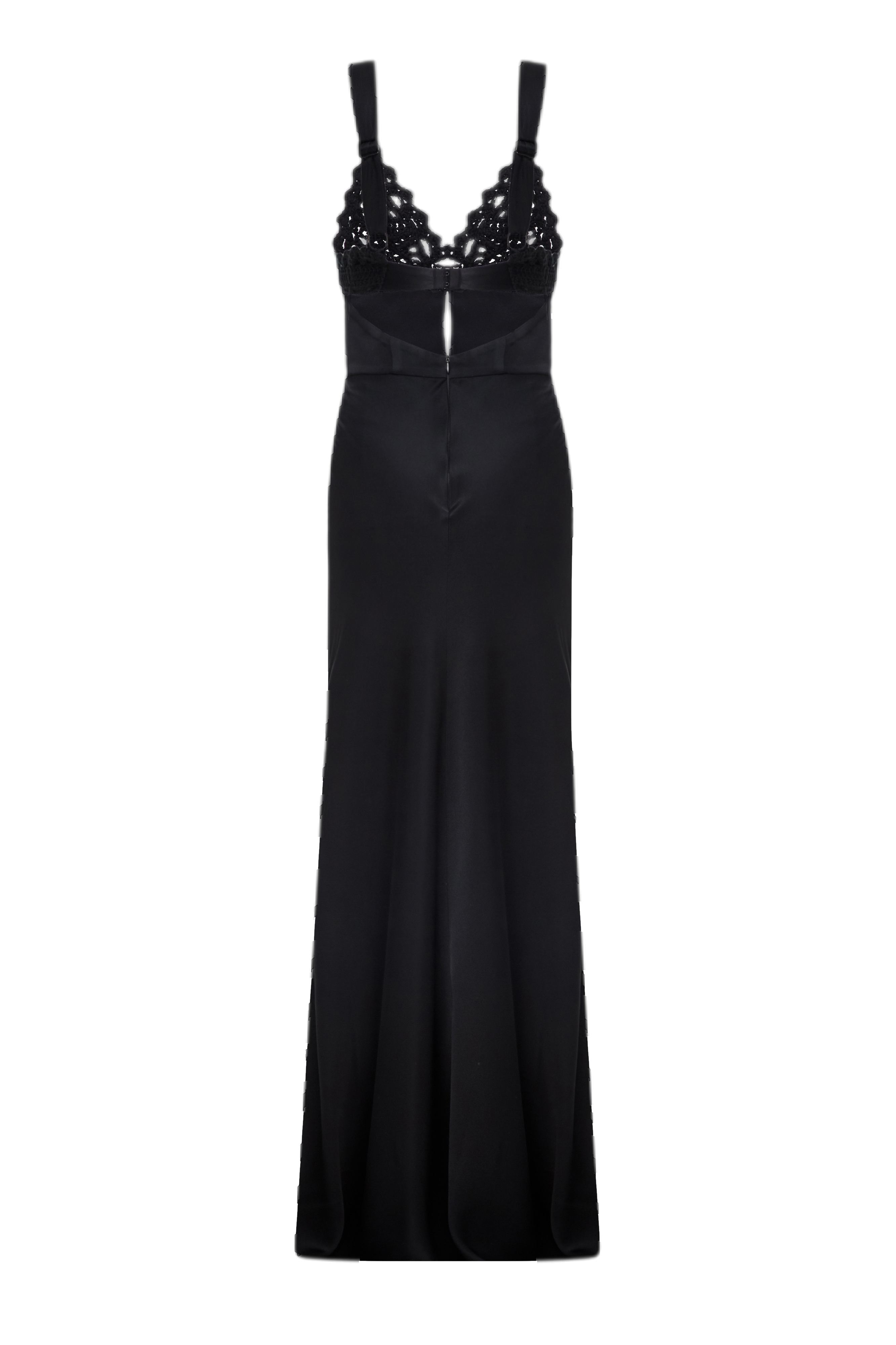 Shop Malva Florea Maxi Dress With Knitted Top In Macrame Technique In Black