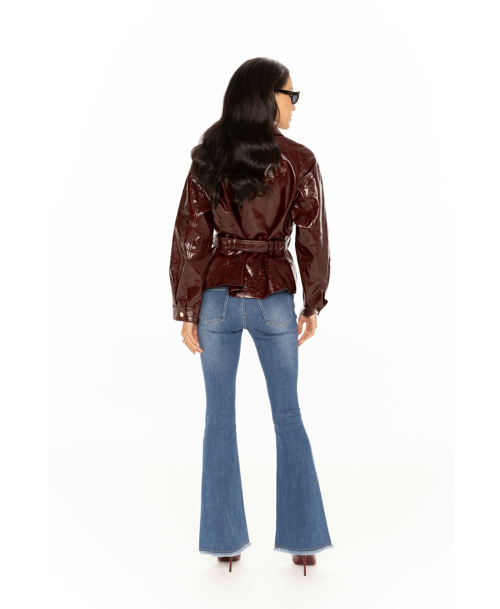 Isabella Vegan Leather Jacket (Claret) made by Nana Jacqueline