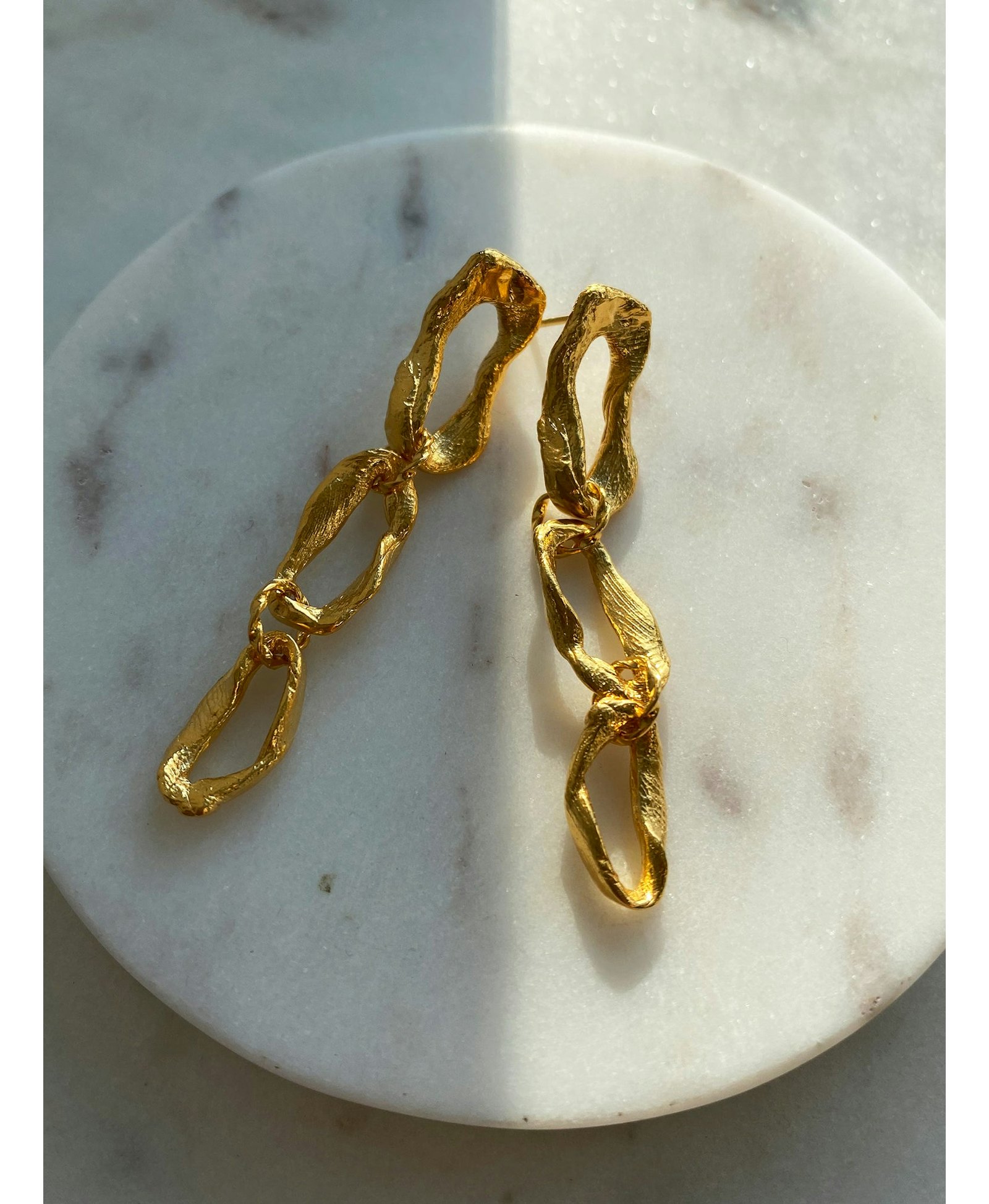 Vacation Long Chain Earrings Gold in Gold made by Eva Remenyi