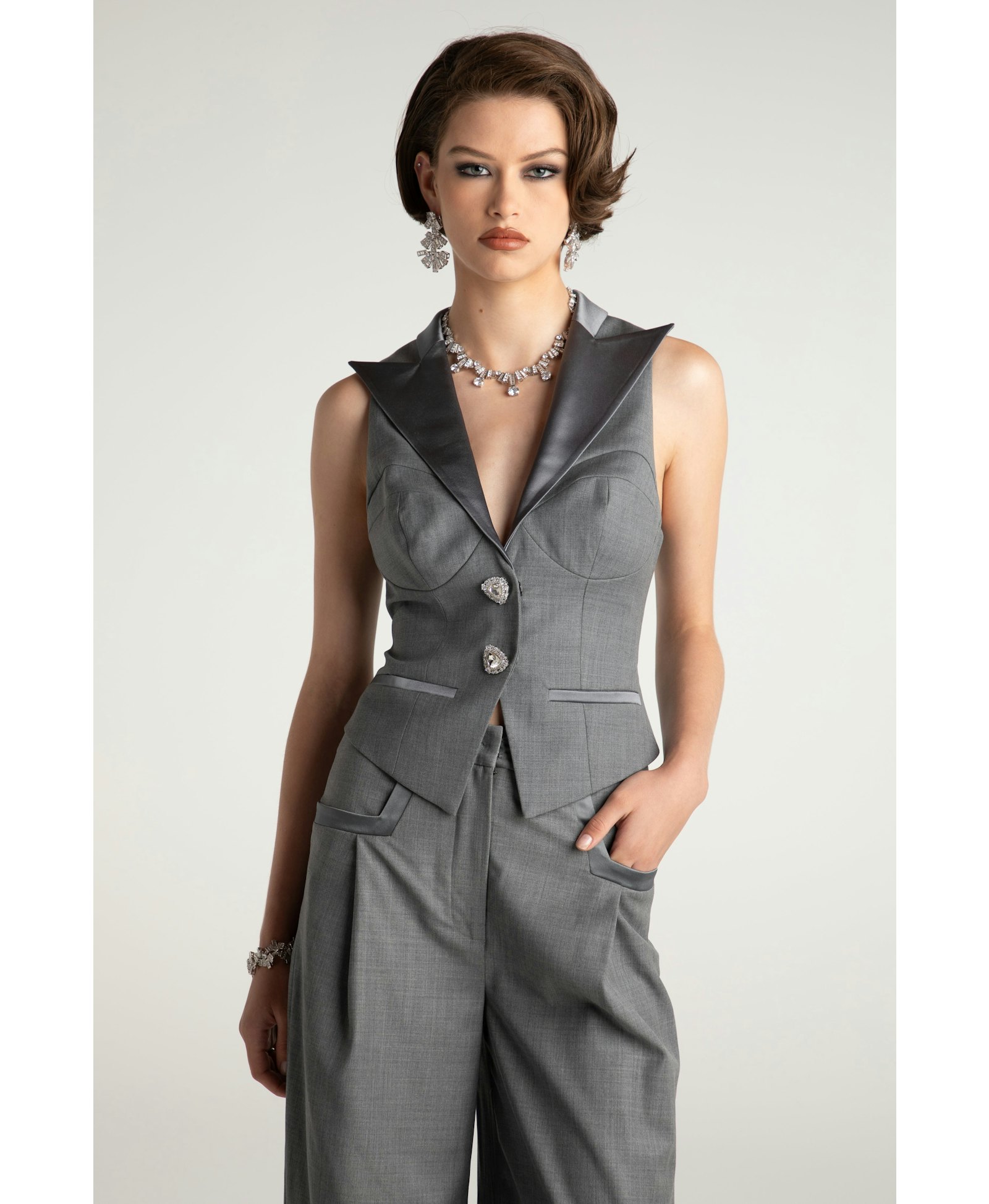 Diana Vest (Grey) in Grey made by Nana Jacqueline