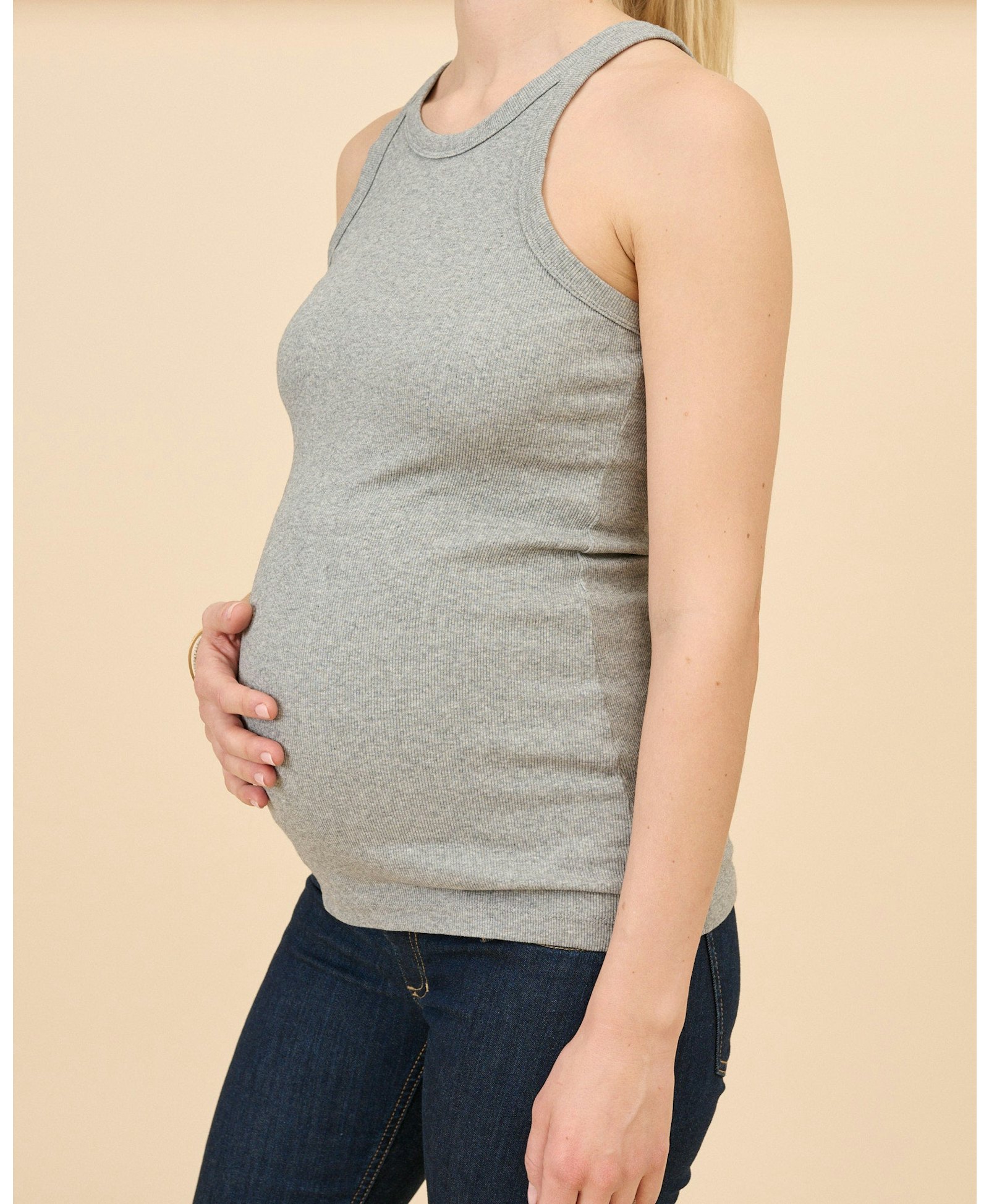 Ribbed Pregnancy Tank (Black/White/Grey Melange) made by Ilouity