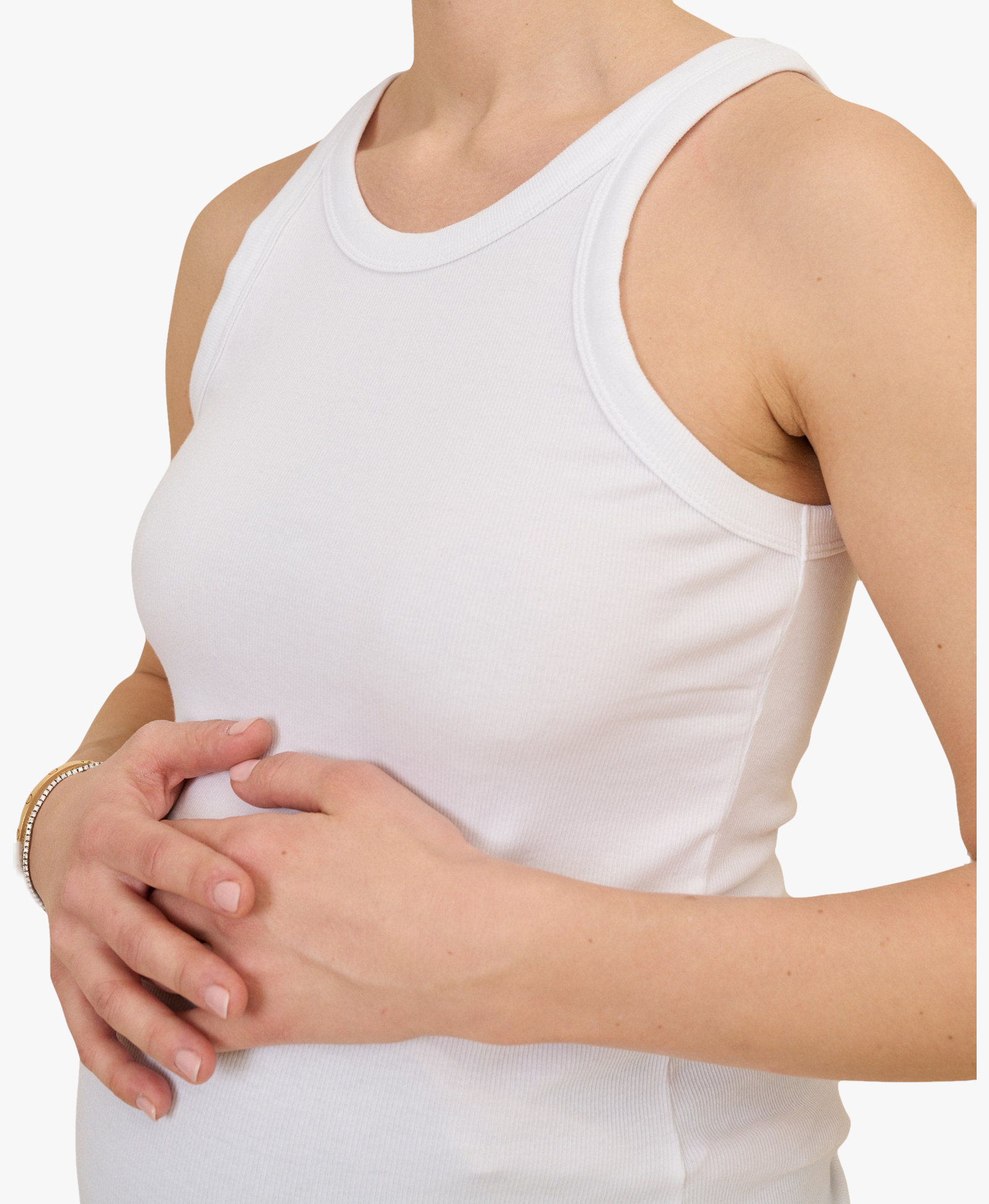 Ribbed Pregnancy Tank (Black/White/Grey Melange) made by Ilouity