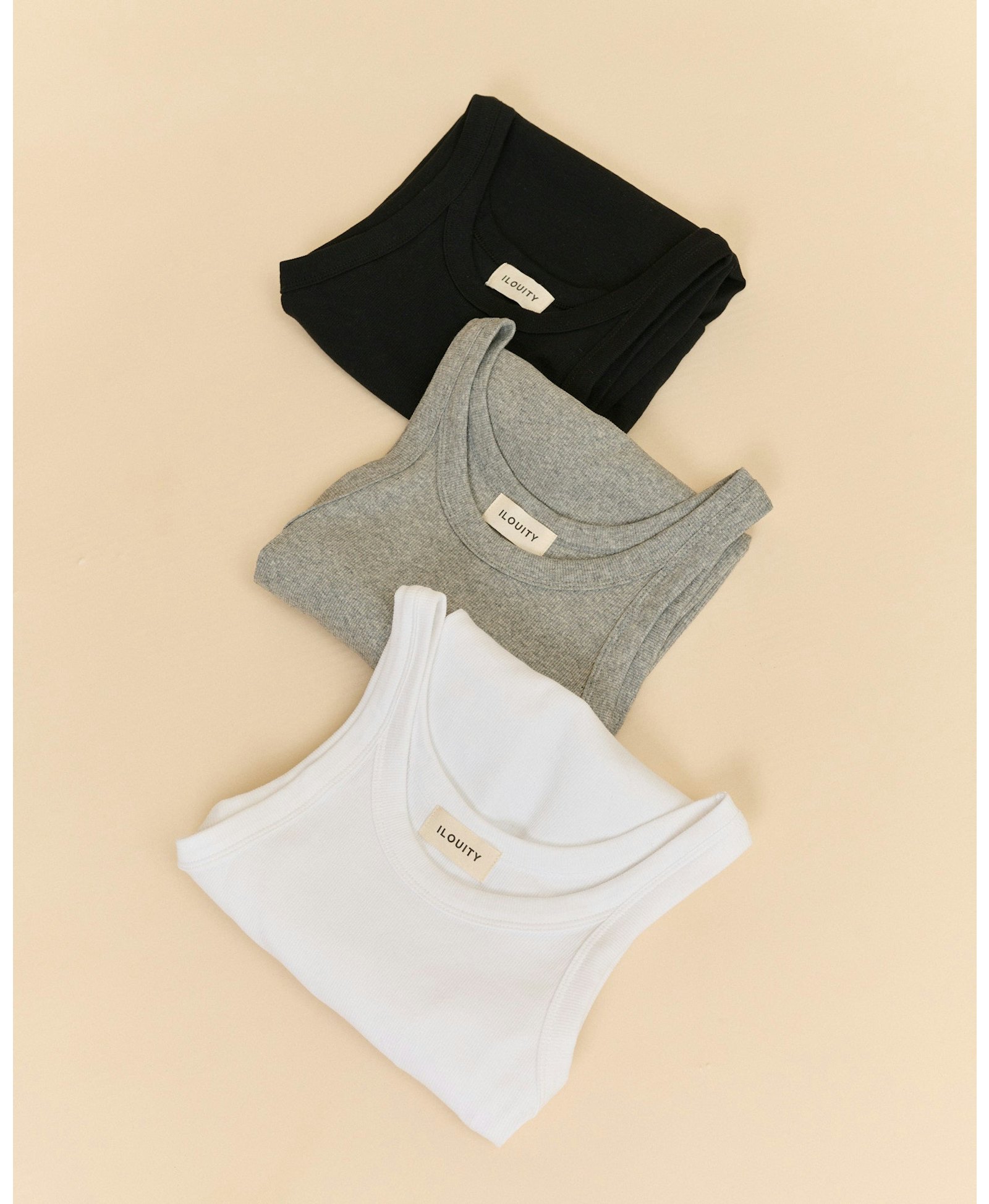 Ribbed Pregnancy Tank (Black/White/Grey Melange) made by Ilouity