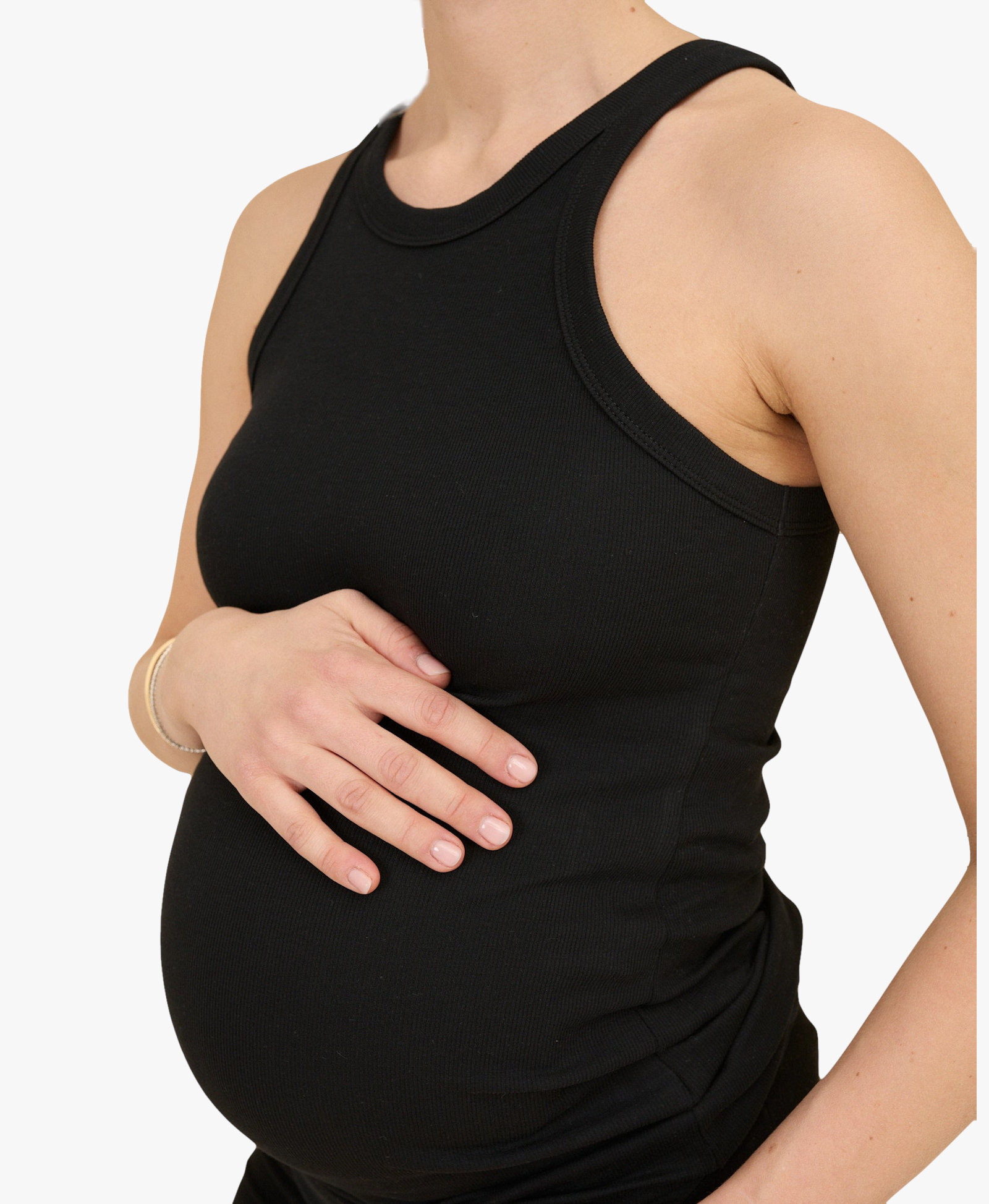 Ribbed Pregnancy Tank (Black/White/Grey Melange) made by Ilouity