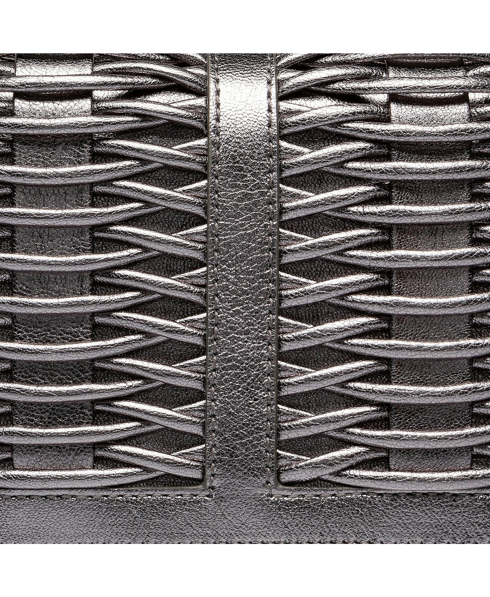 Lea pewter metallic braided clutch made by Yliana Yepez