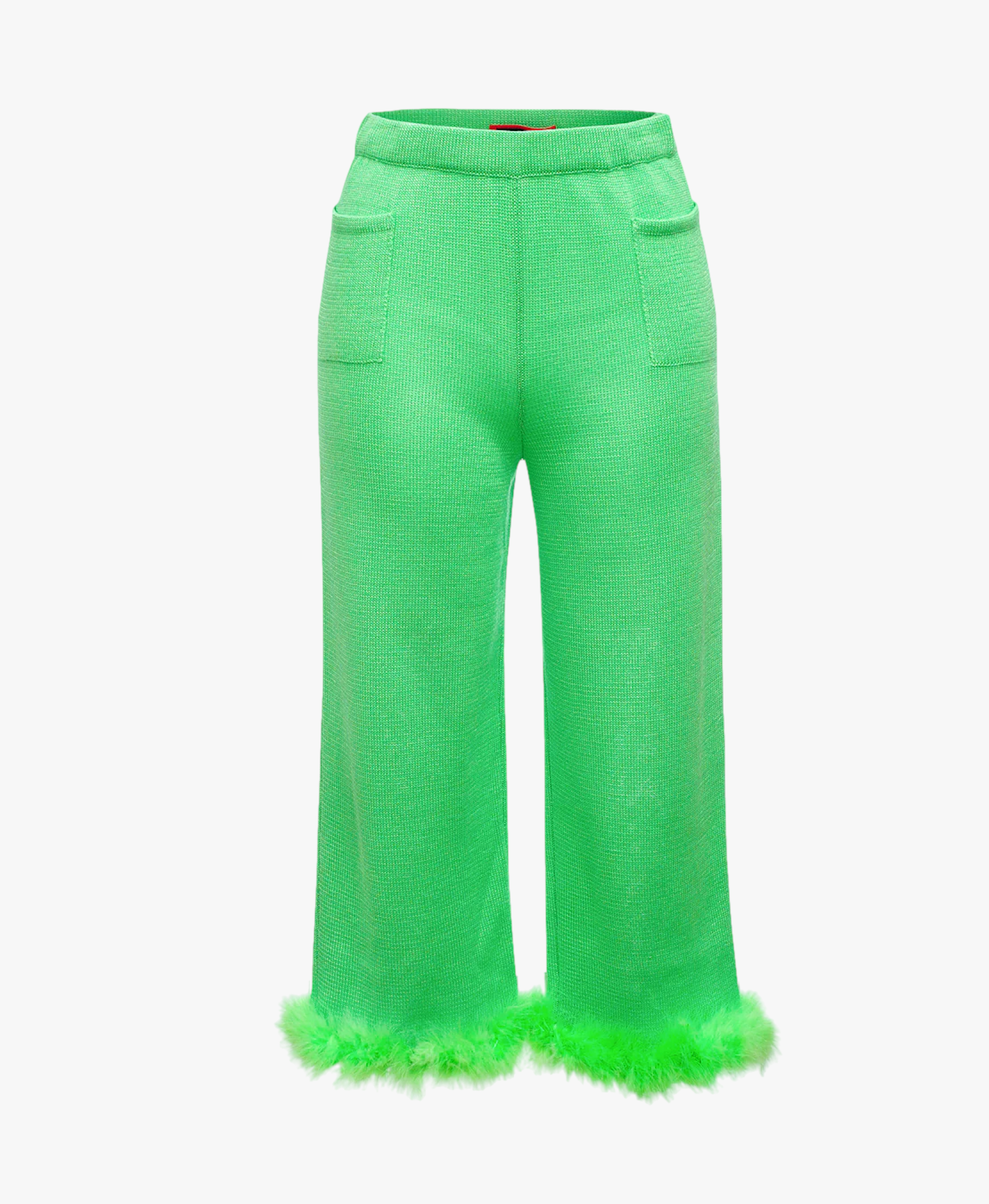 Mint knit pants with feather details made by ANDREEVA
