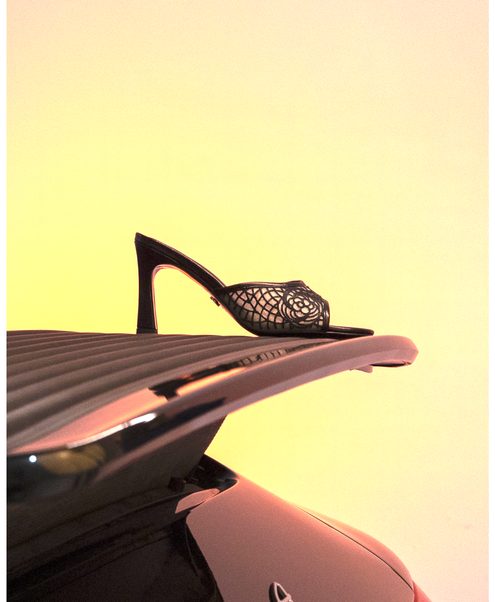 Crochet Mule 85 Black in Black made by ATANA